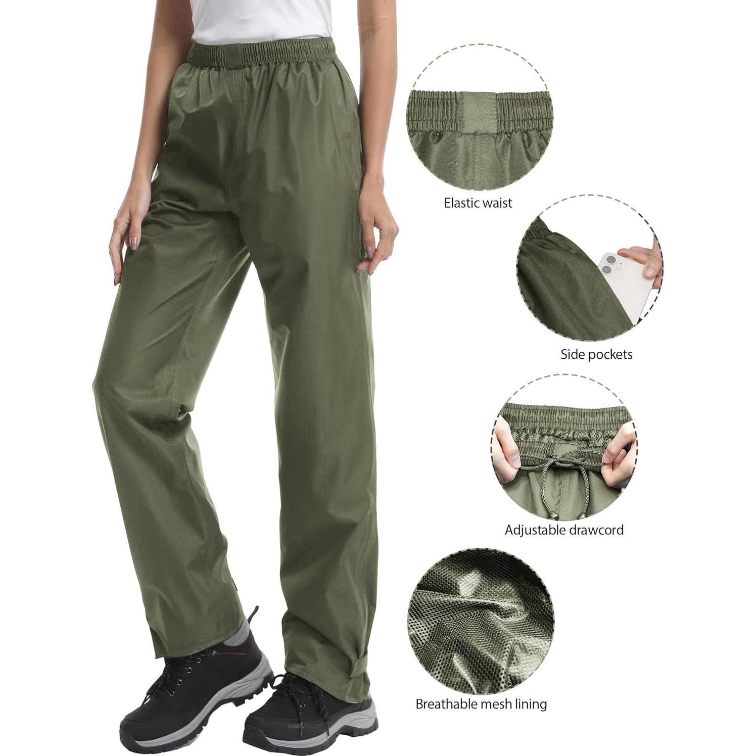Pantalones de Lluvia iCreek para Mujeres Impermeables Verde