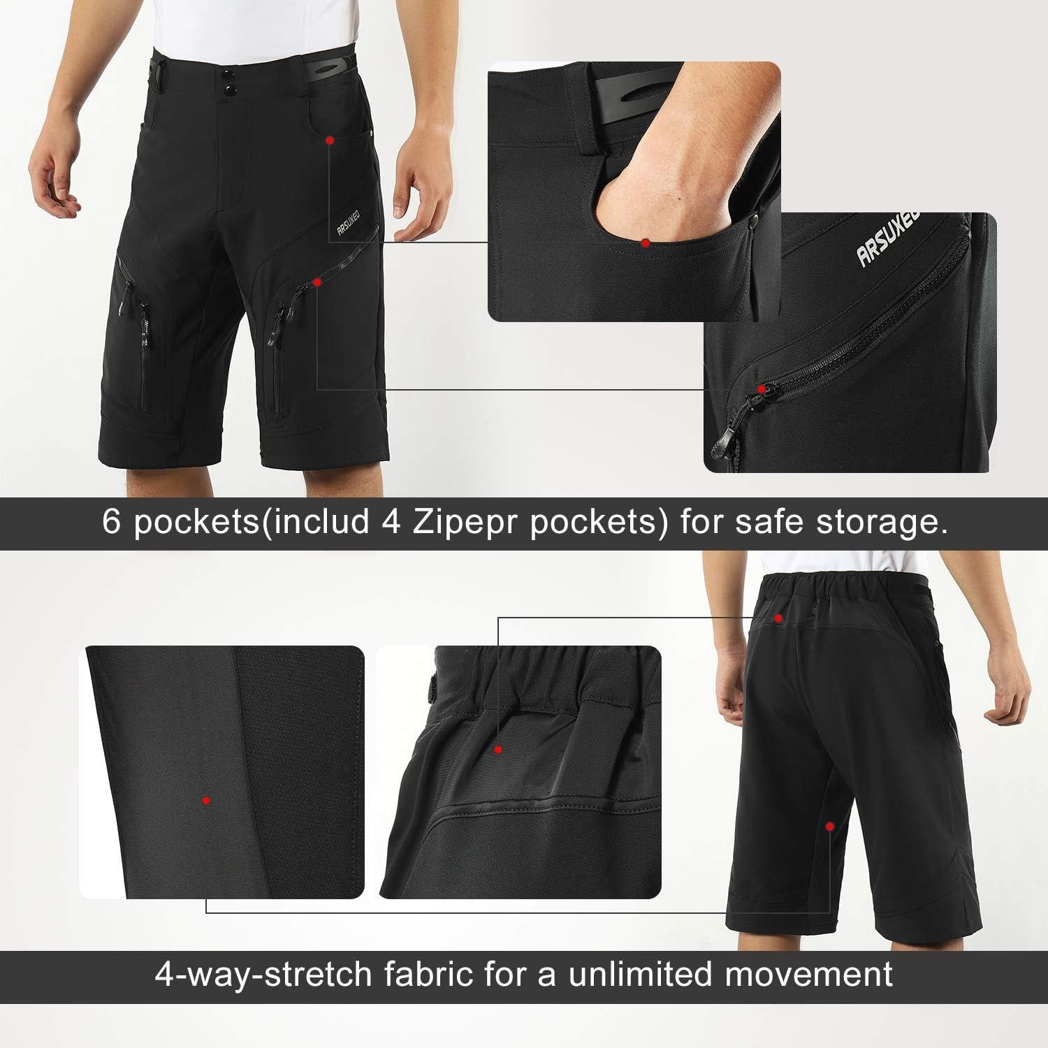 Pantalones Cortos de Ciclismo ARSUXEO Hombre X-Grande Negro