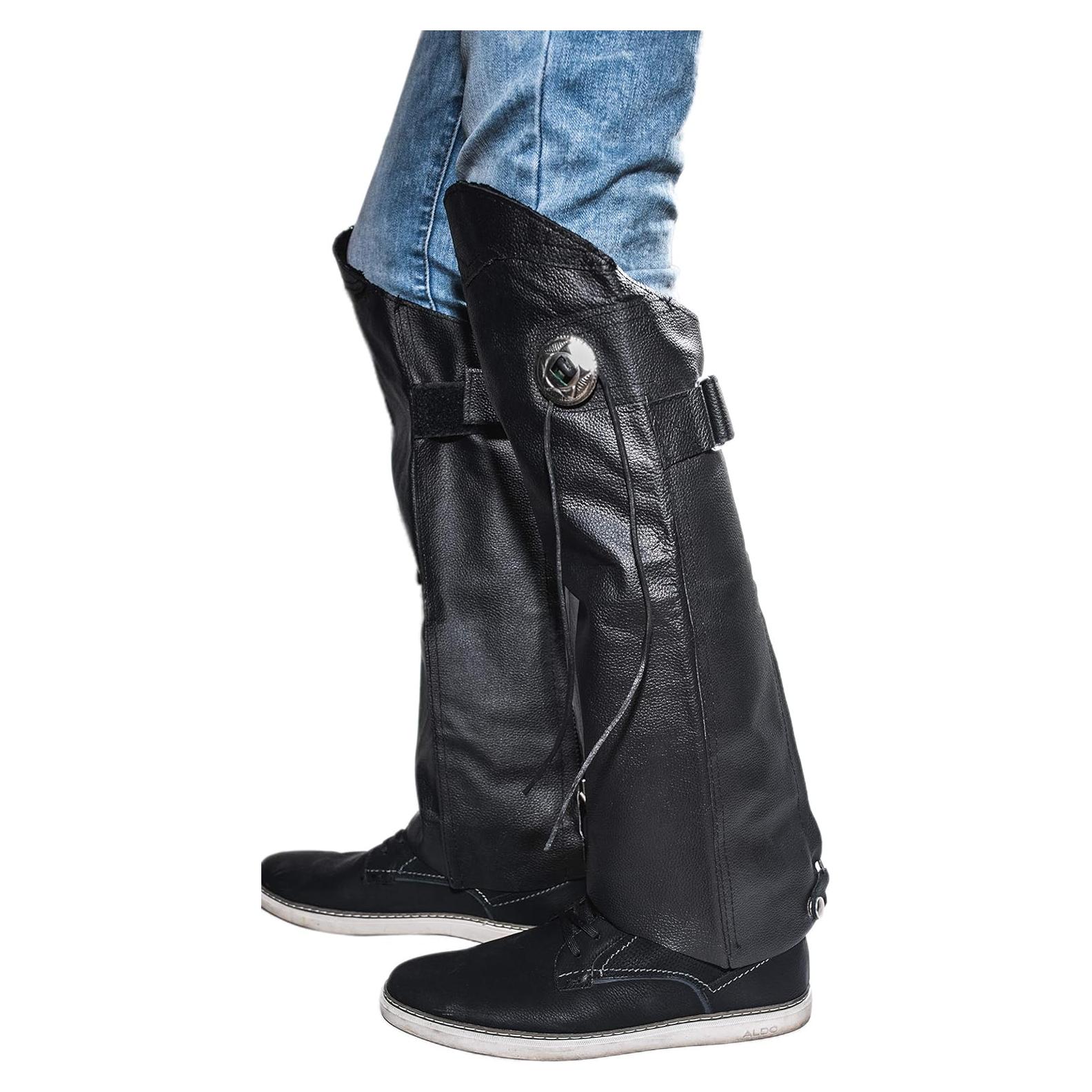 Chaps Cortos de Cuero The Nekid Cow XS-S con Cremallera y Velcro