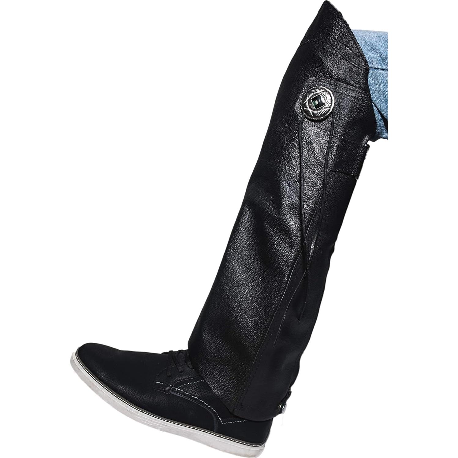 Chaps Cortos de Cuero The Nekid Cow XS-S con Cremallera y Velcro