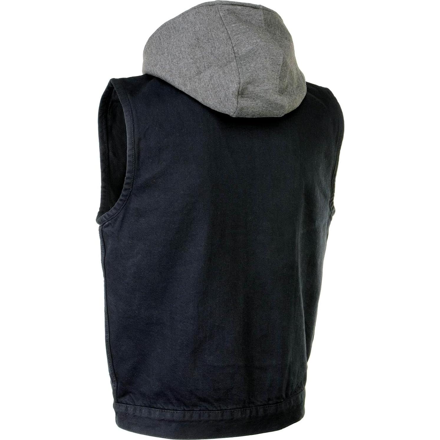 Chaleco de motocicleta de mezclilla negra Milwaukee MDM3015 con capucha