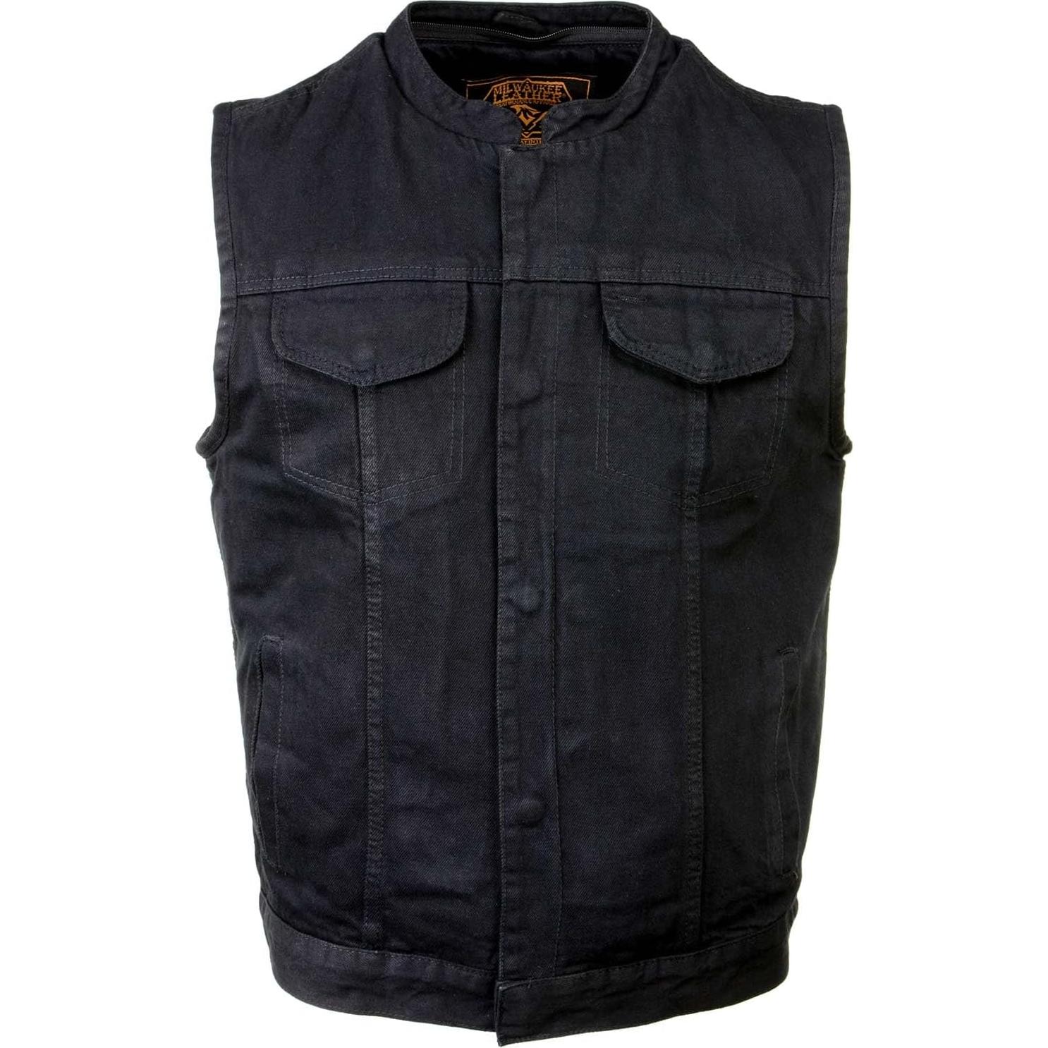 Chaleco de motocicleta de mezclilla negra Milwaukee MDM3015 con capucha