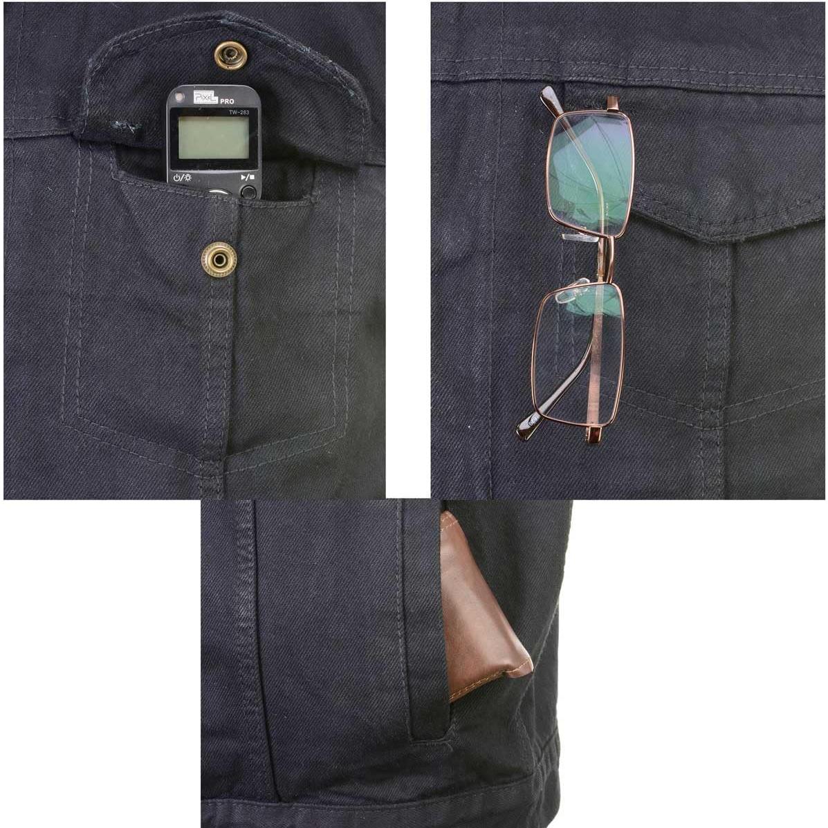 Chaleco de motocicleta de mezclilla negra Milwaukee MDM3015 con capucha