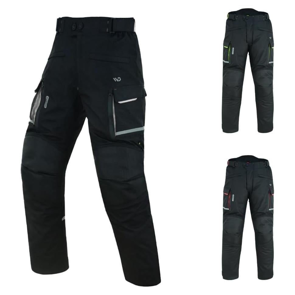 Pantalones de Motocicleta WD para Hombres 42 Regular Negro Plata