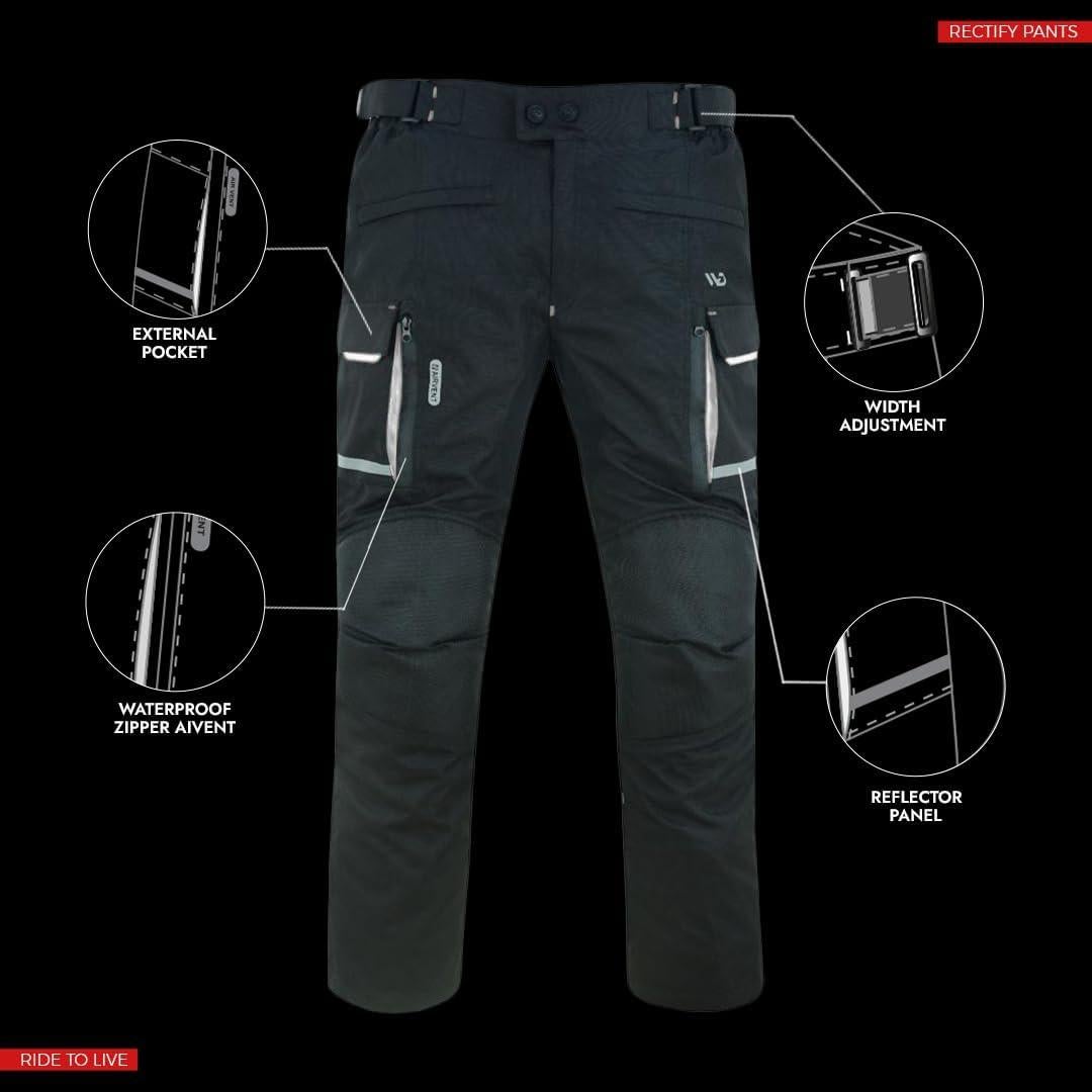 Pantalones de Motocicleta WD para Hombres 42 Regular Negro Plata