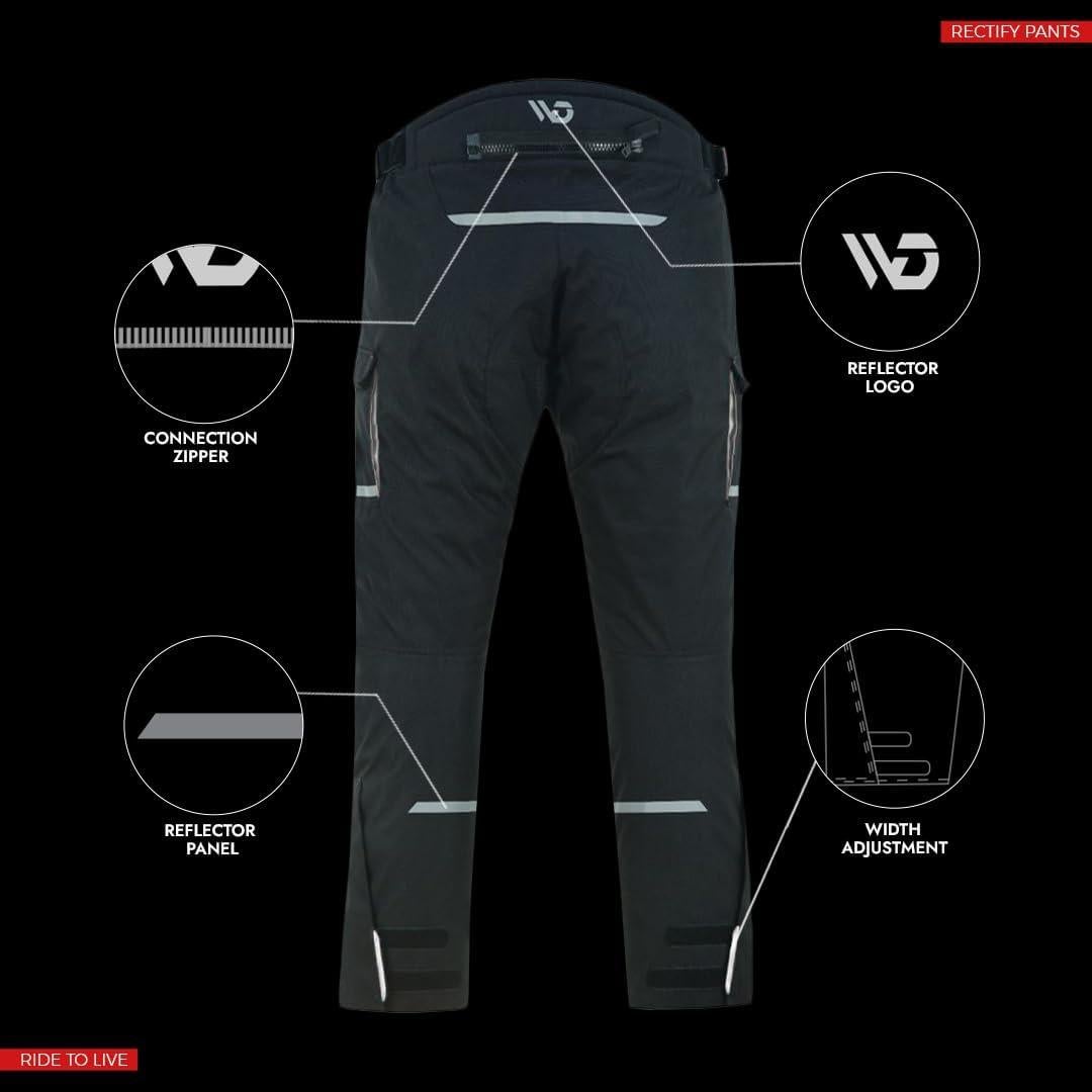 Pantalones de Motocicleta WD para Hombres 42 Regular Negro Plata