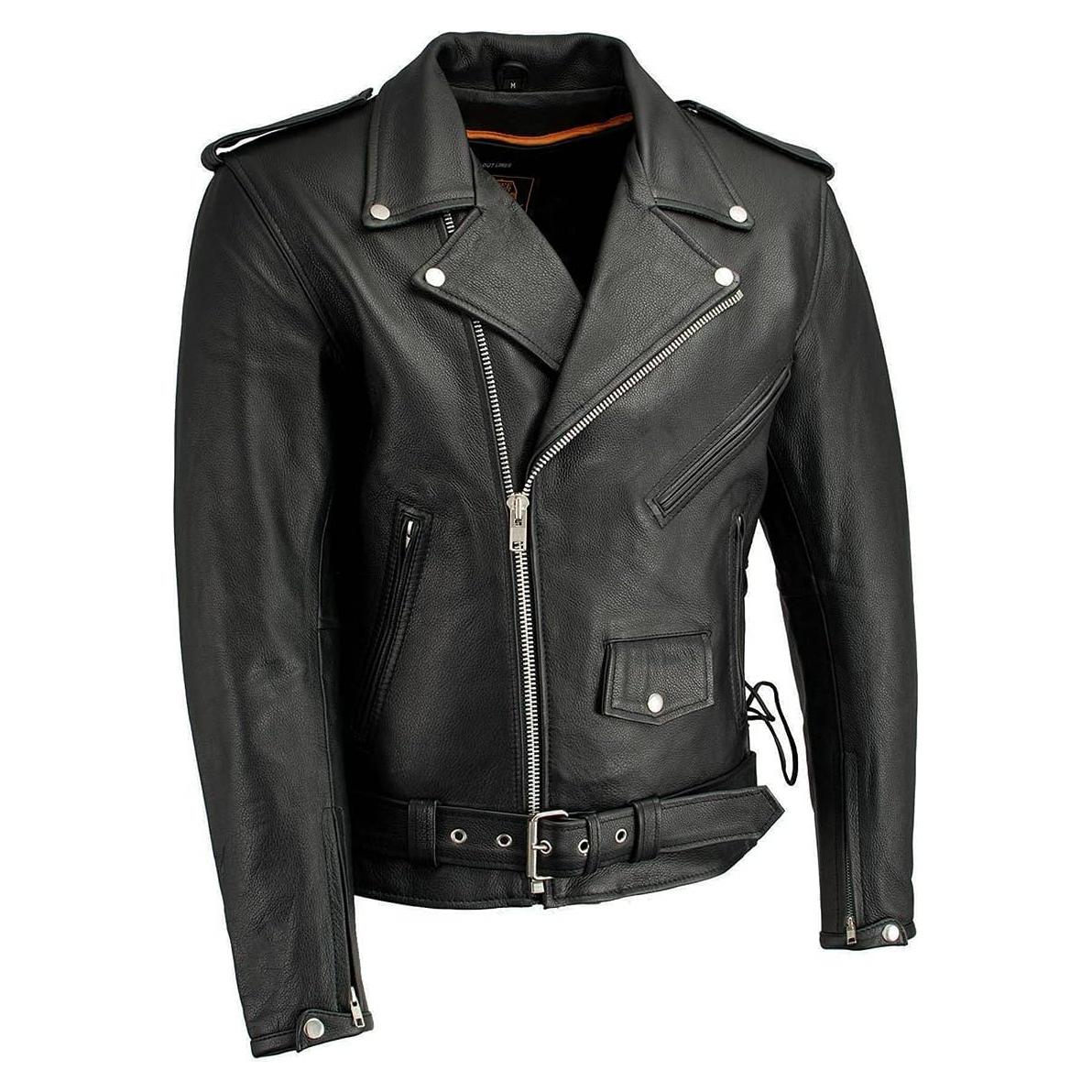 Chaqueta de motocicleta de cuero Milwaukee Leather LKM1781 negra