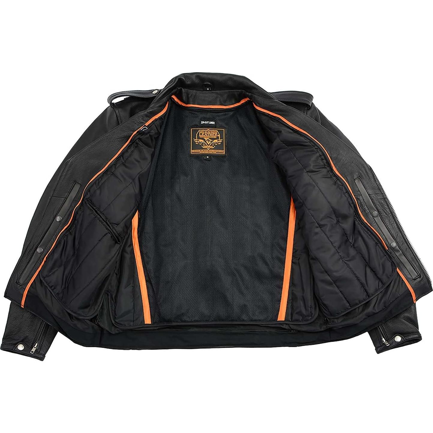 Chaqueta de motocicleta de cuero Milwaukee Leather LKM1781 negra