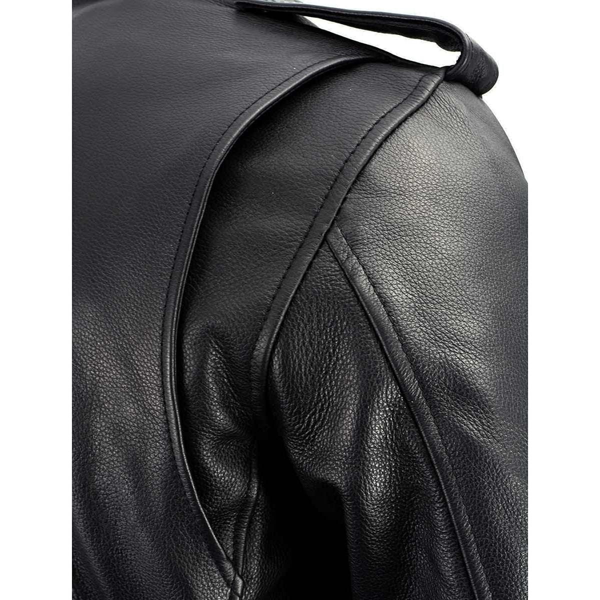 Chaqueta de motocicleta de cuero Milwaukee Leather LKM1781 negra