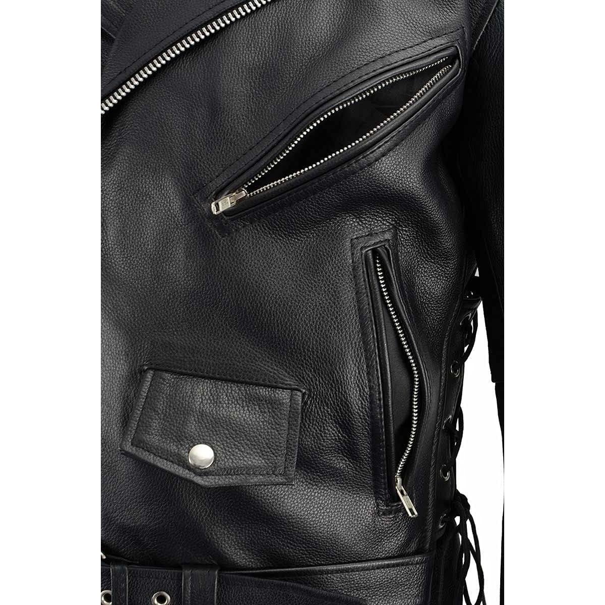 Chaqueta de motocicleta de cuero Milwaukee Leather LKM1781 negra