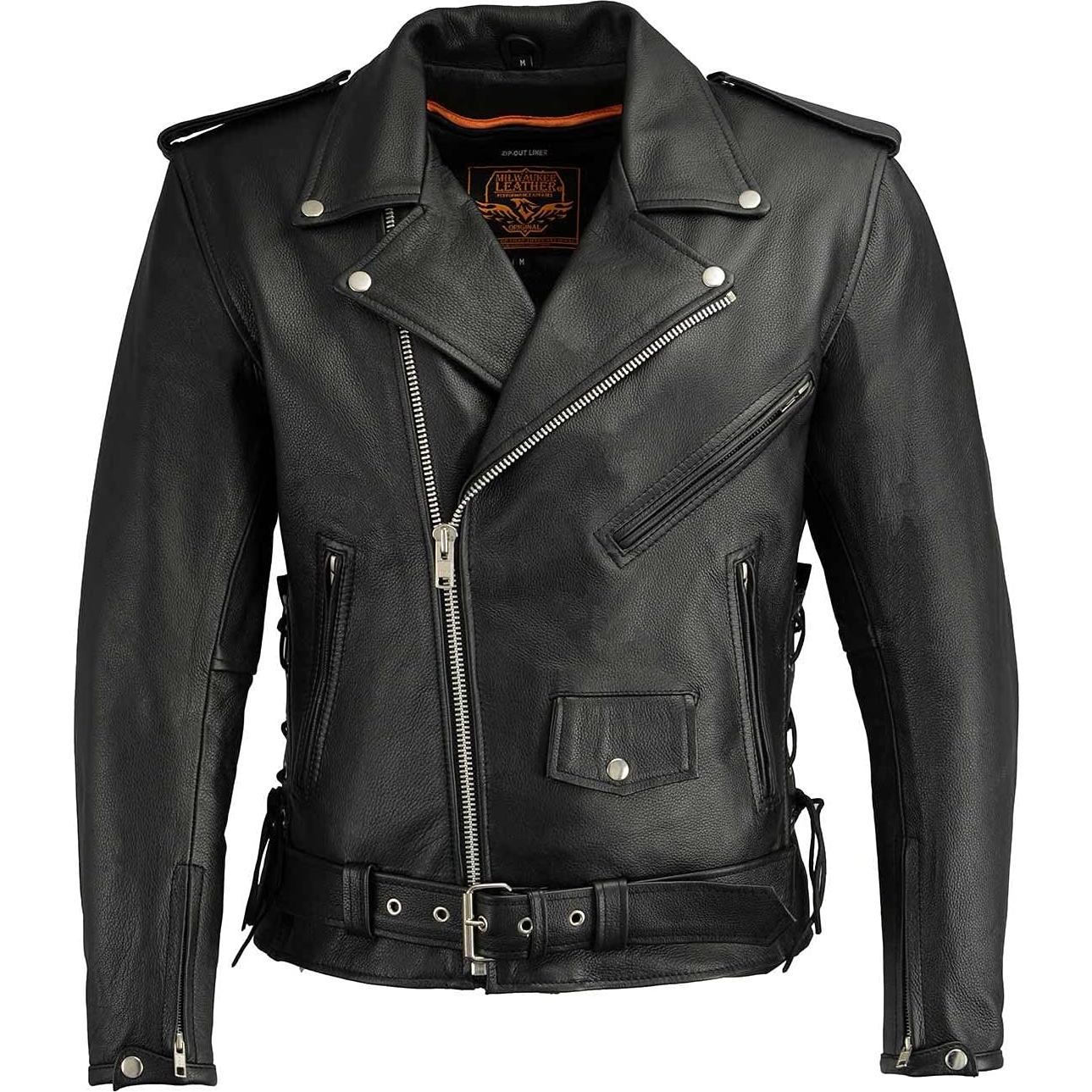 Chaqueta de motocicleta de cuero Milwaukee Leather LKM1781 negra
