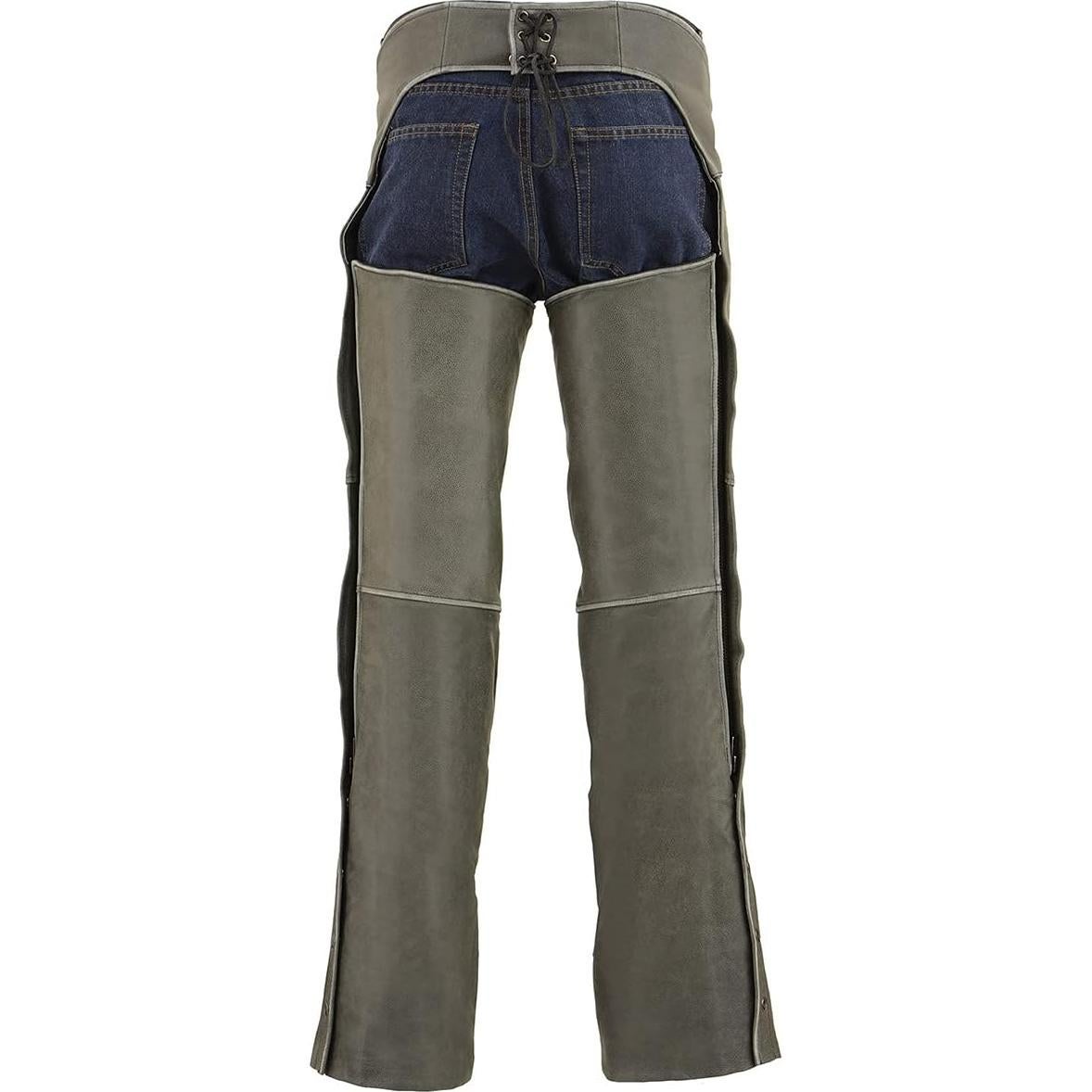Chaps de Cuero Milwaukee para Hombre - Gris Desgastado - MLM5536