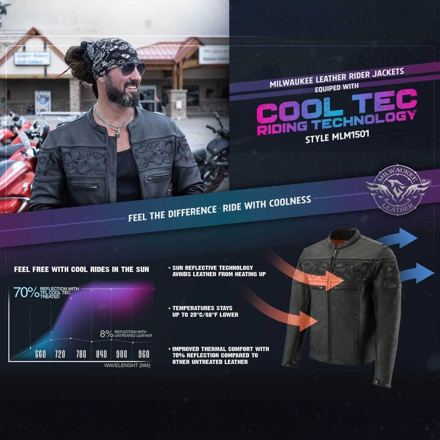 Chaqueta de motocicleta de cuero Milwaukee Leather Cool-Tec 4X