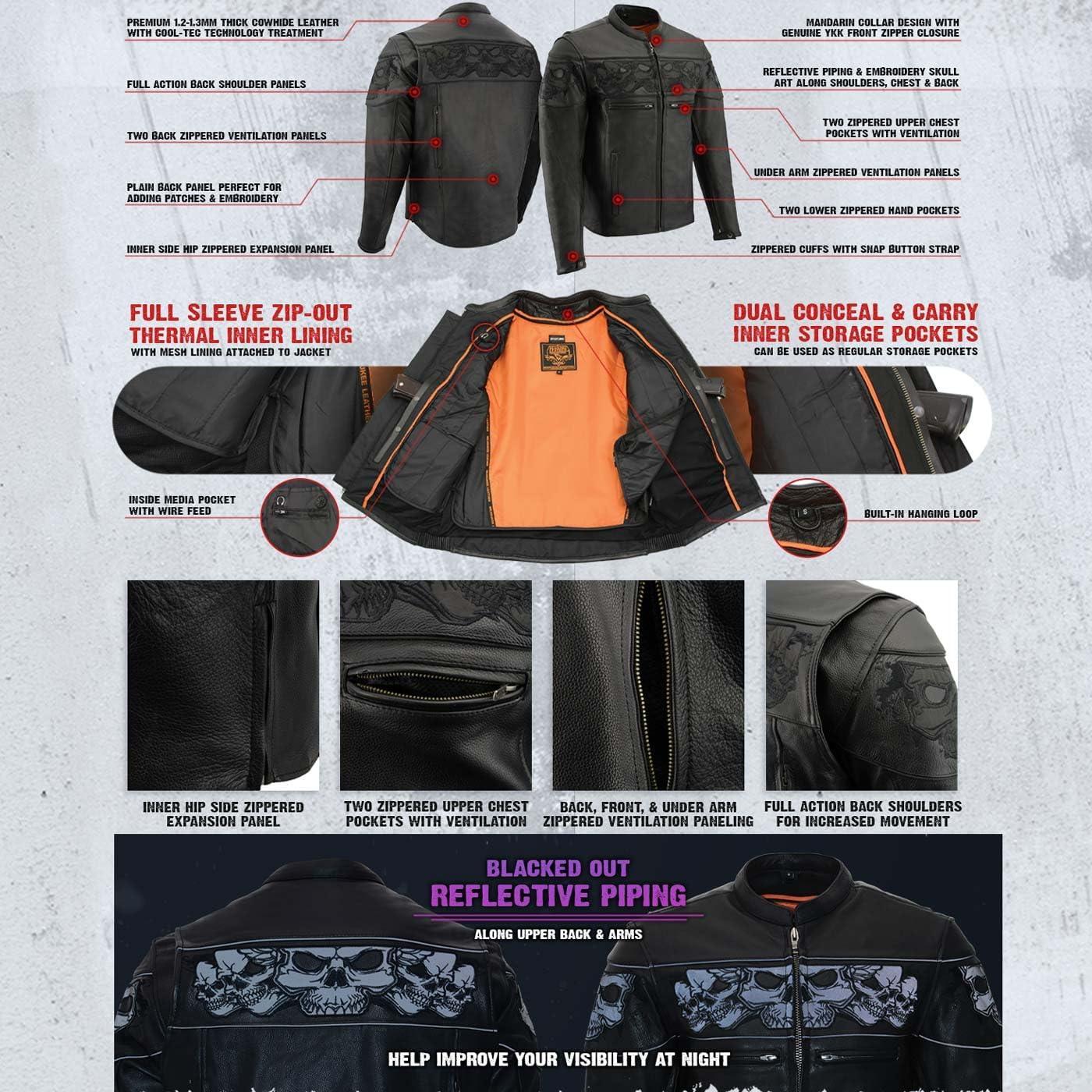 Chaqueta de motocicleta de cuero Milwaukee Leather Cool-Tec 4X