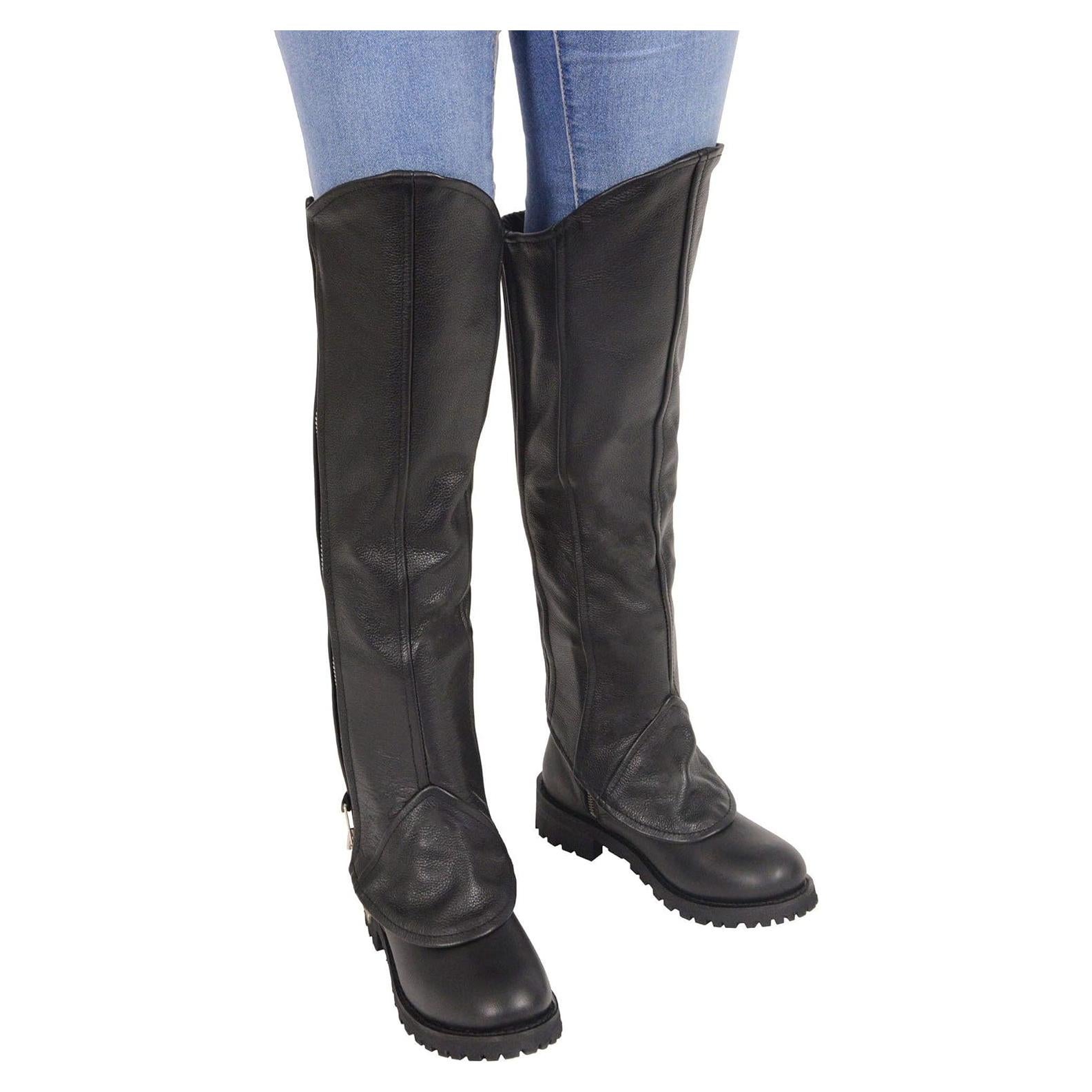 Chaps de cuero para mujer Milwaukee con cremallera negra