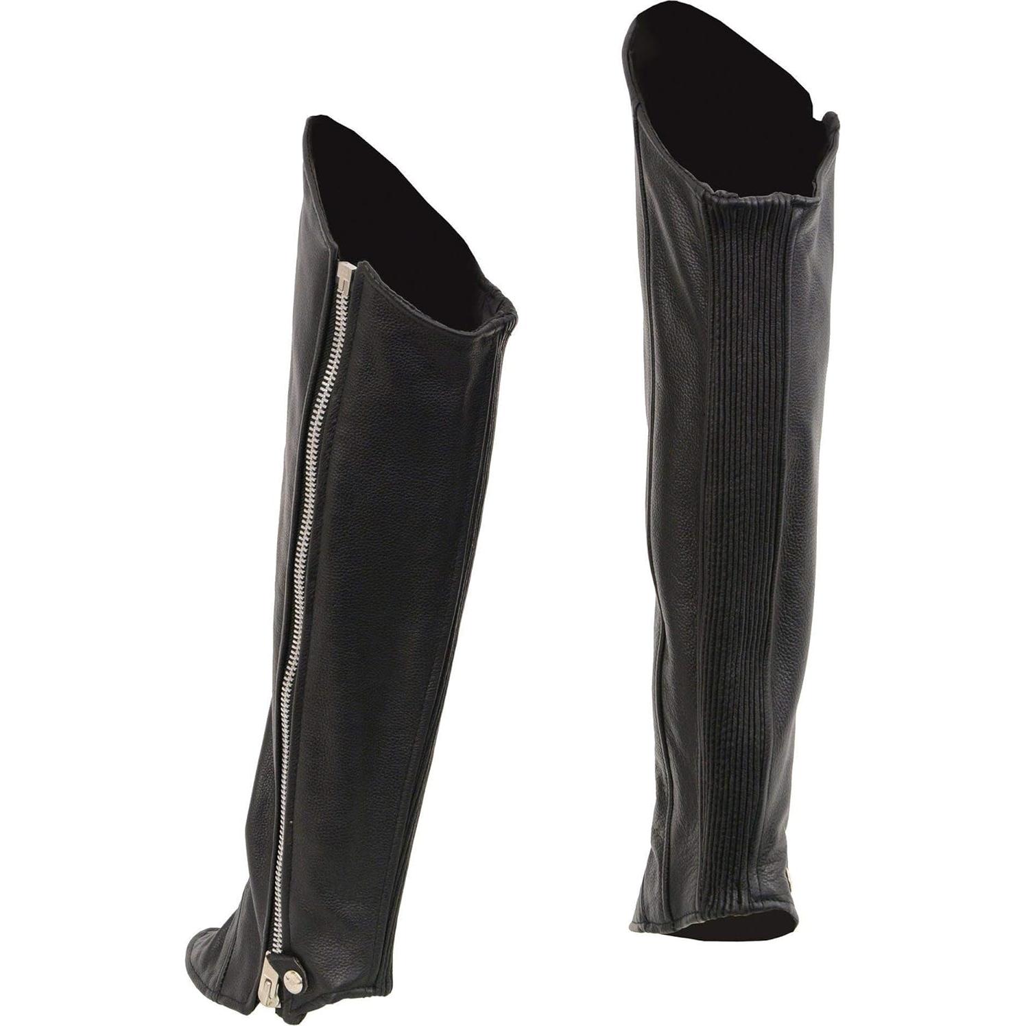 Chaps de cuero para mujer Milwaukee con cremallera negra