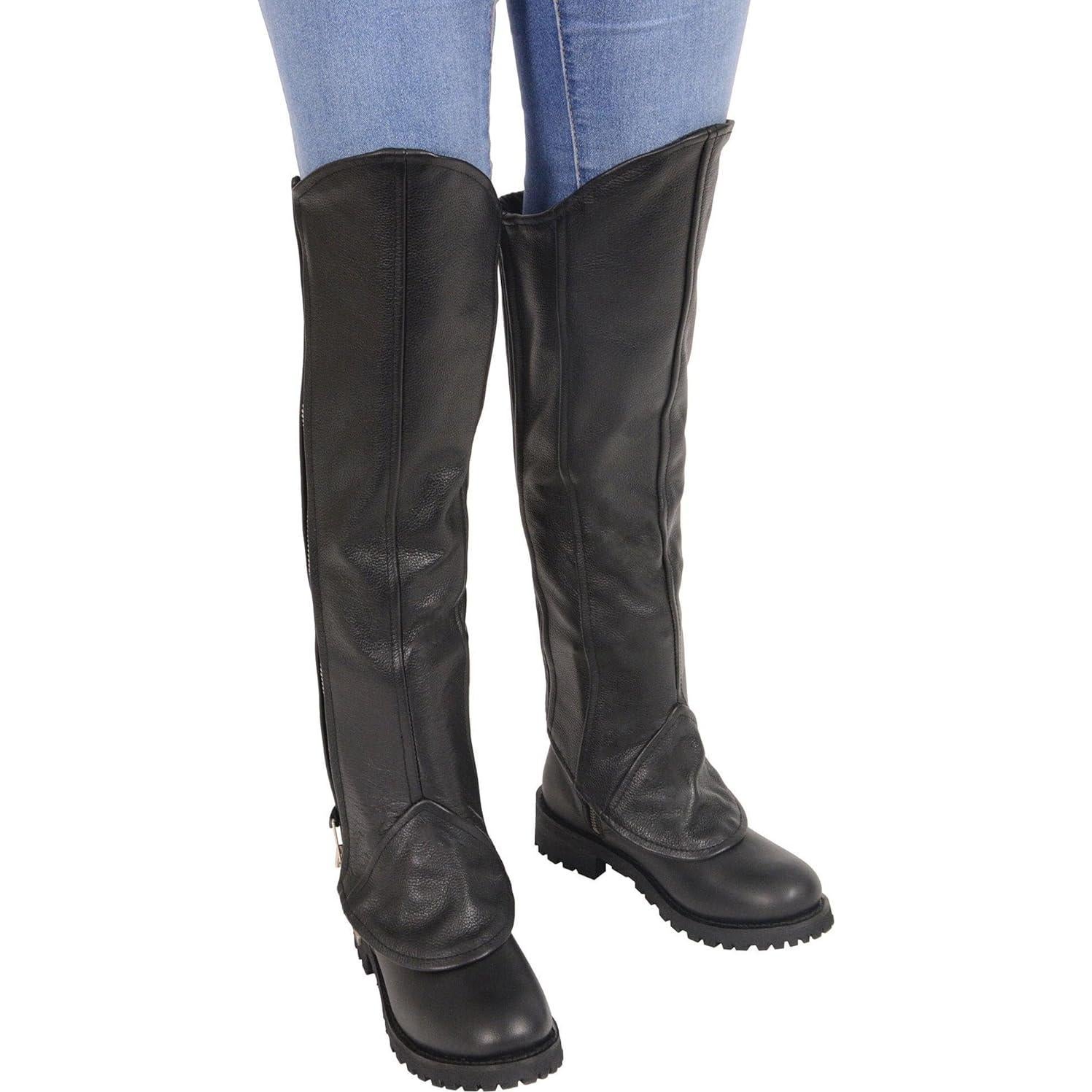 Chaps de cuero para mujer Milwaukee con cremallera negra