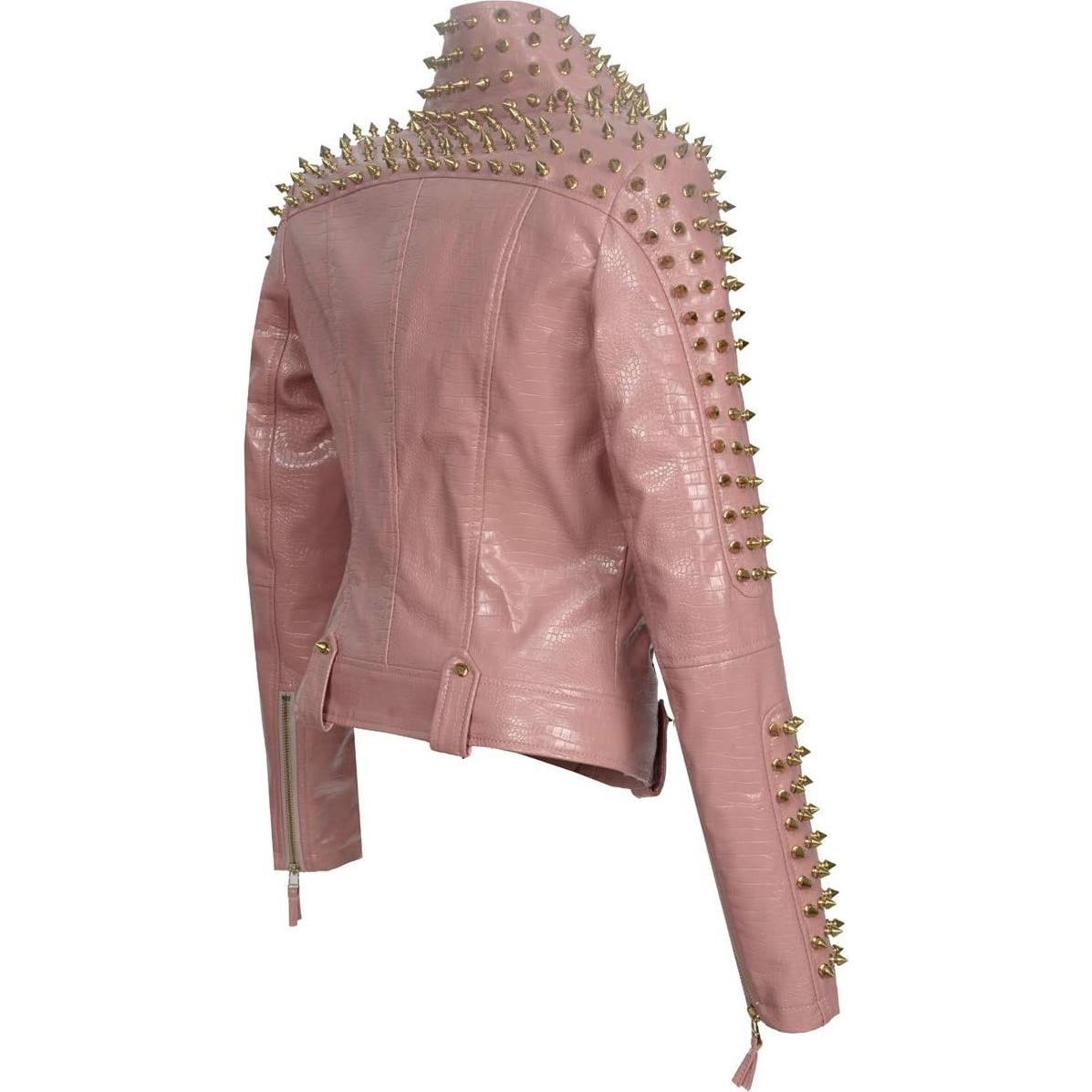 Chaqueta de Cuero PU Negra Mujer Punk con Tachuelas