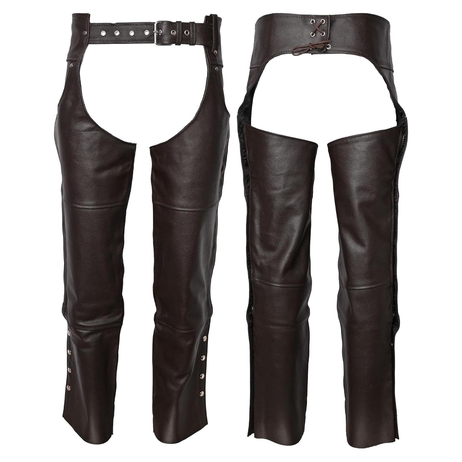Chaps de cuero Touch&Torn para hombres 76-122 cm negro/marrón