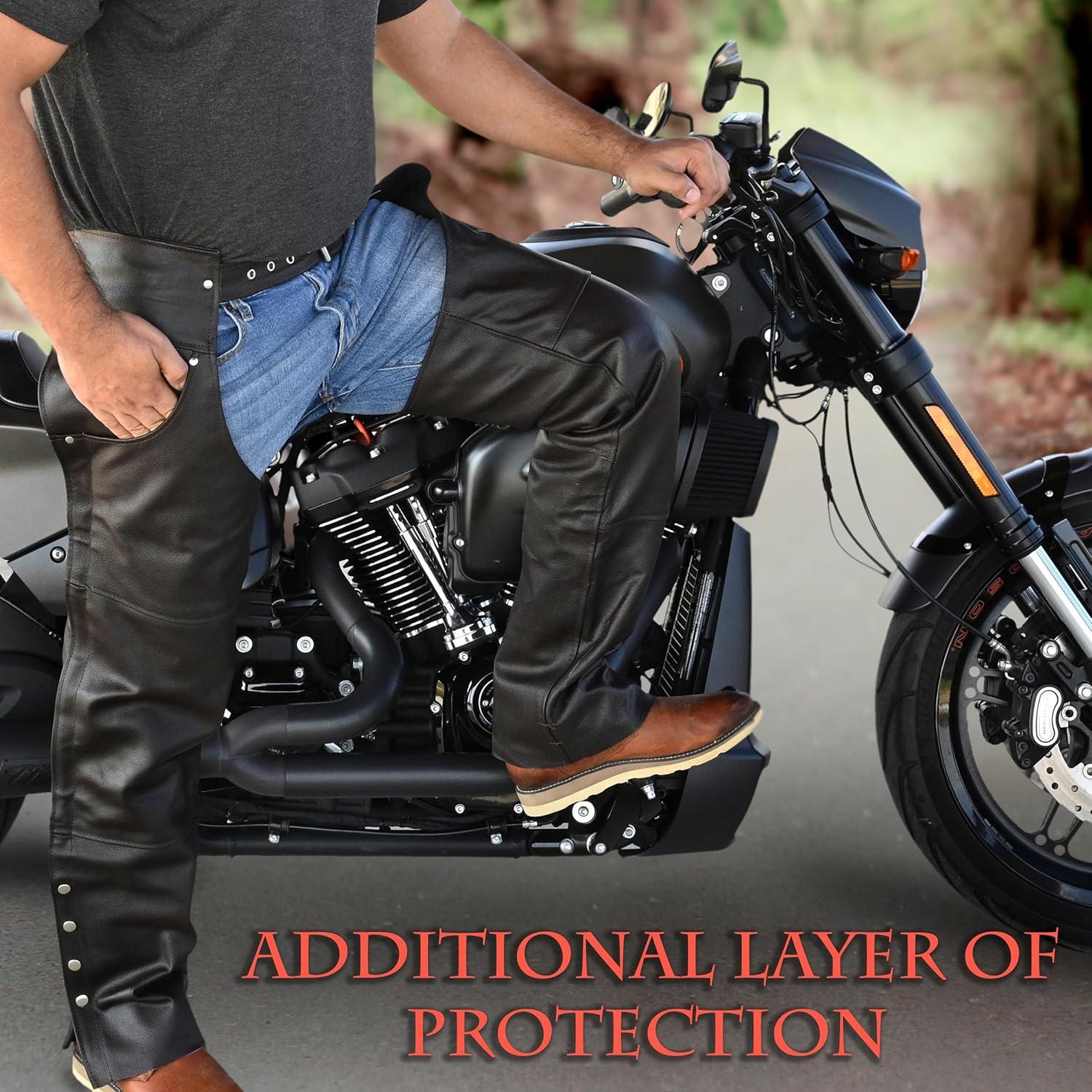 Chaps de cuero Touch&Torn para hombres 76-122 cm negro/marrón