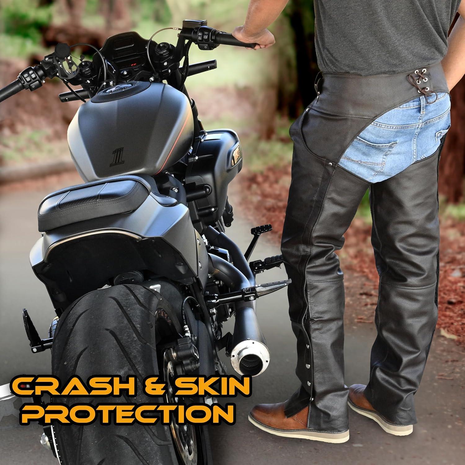 Chaps de cuero Touch&Torn para hombres 76-122 cm negro/marrón