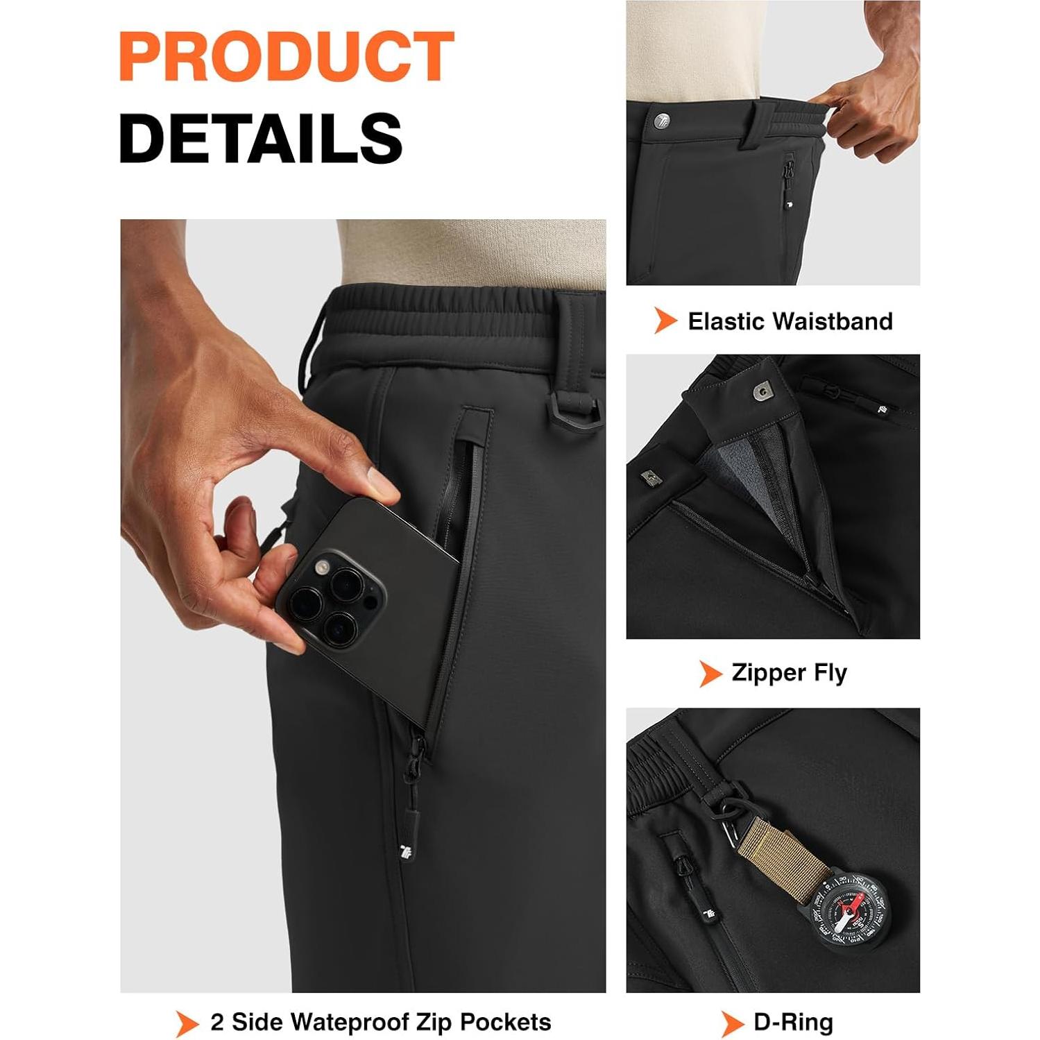 Pantalones de Nieve Impermeables TBMPOY para Hombre 32 Negro