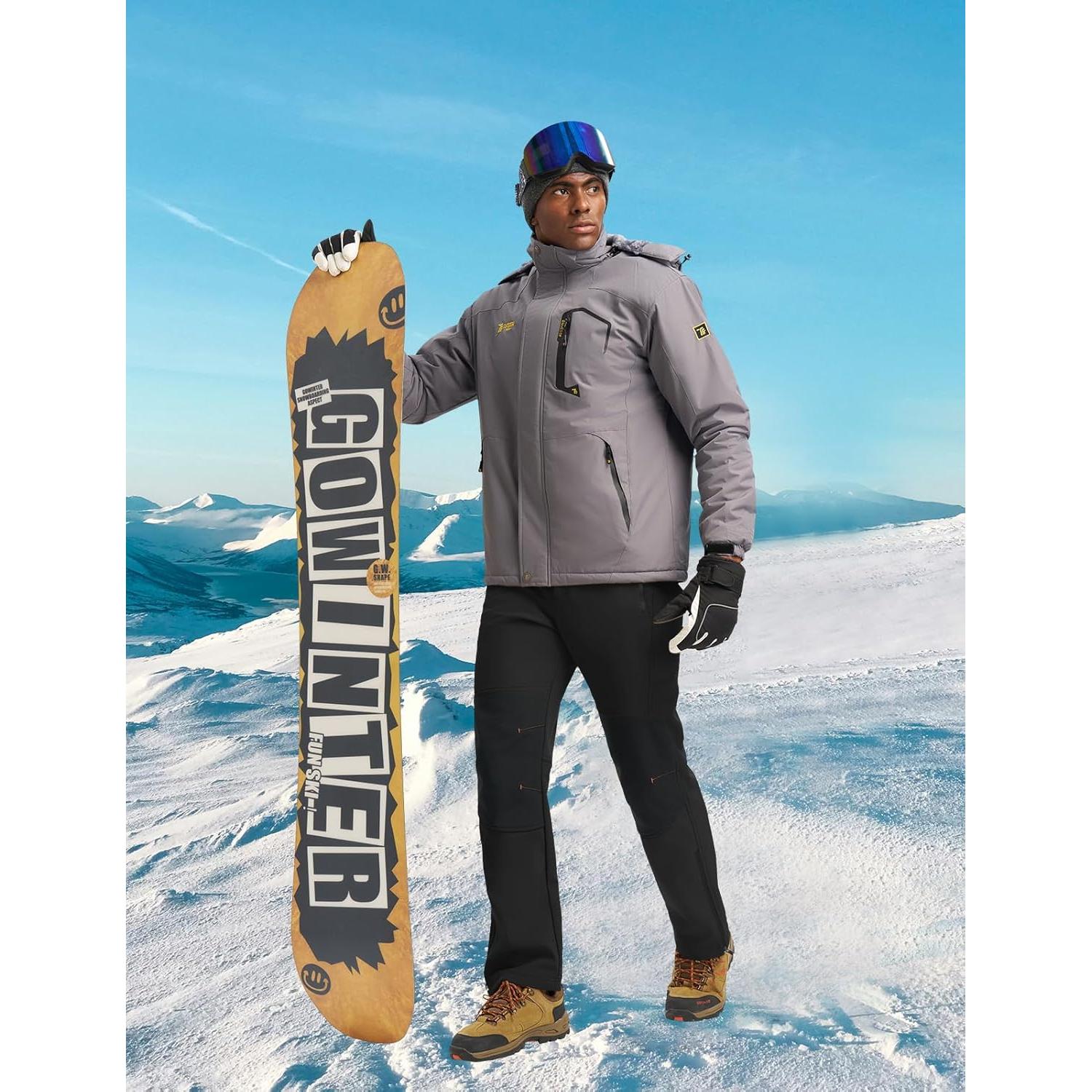 Pantalones de Nieve Impermeables TBMPOY para Hombre 32 Negro