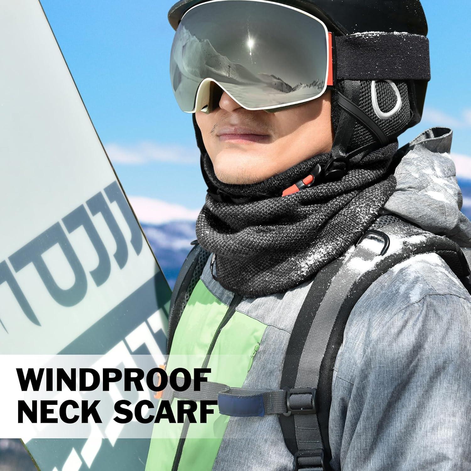 Calentador de Cuello Térmico Polar Negro para Esquí y Ciclismo