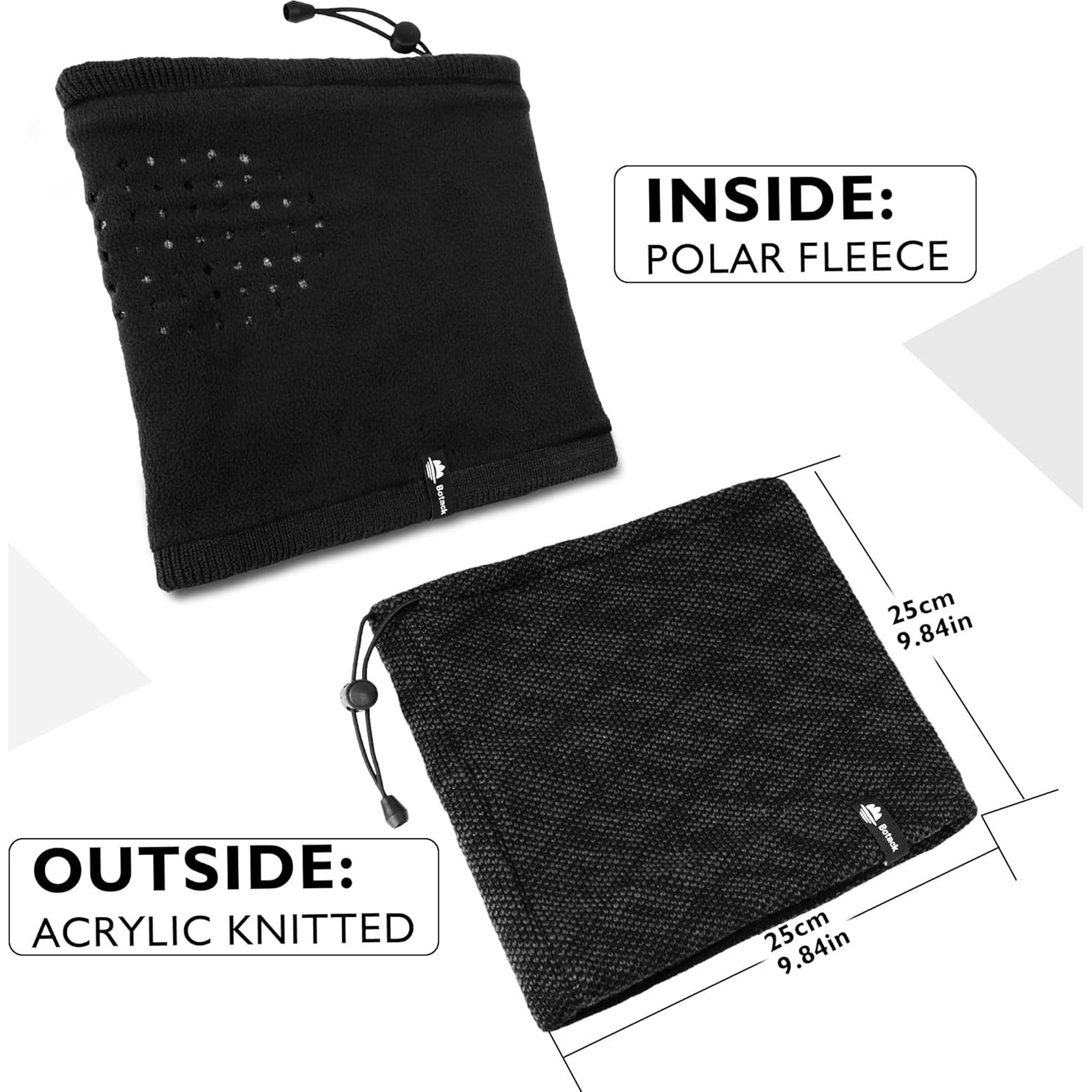 Calentador de Cuello Térmico Polar Negro para Esquí y Ciclismo