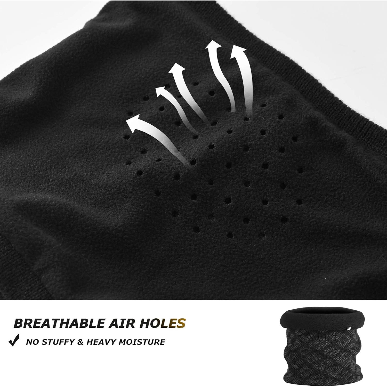 Calentador de Cuello Térmico Polar Negro para Esquí y Ciclismo