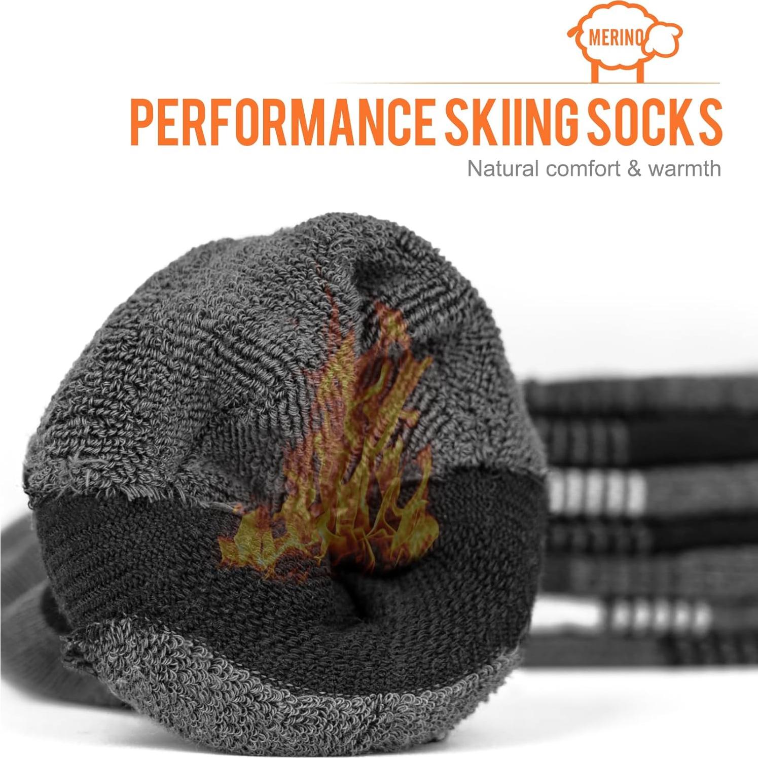 Calcetines Térmicos de Lana Merino KEECOW para Esquí - Hasta la Rodilla