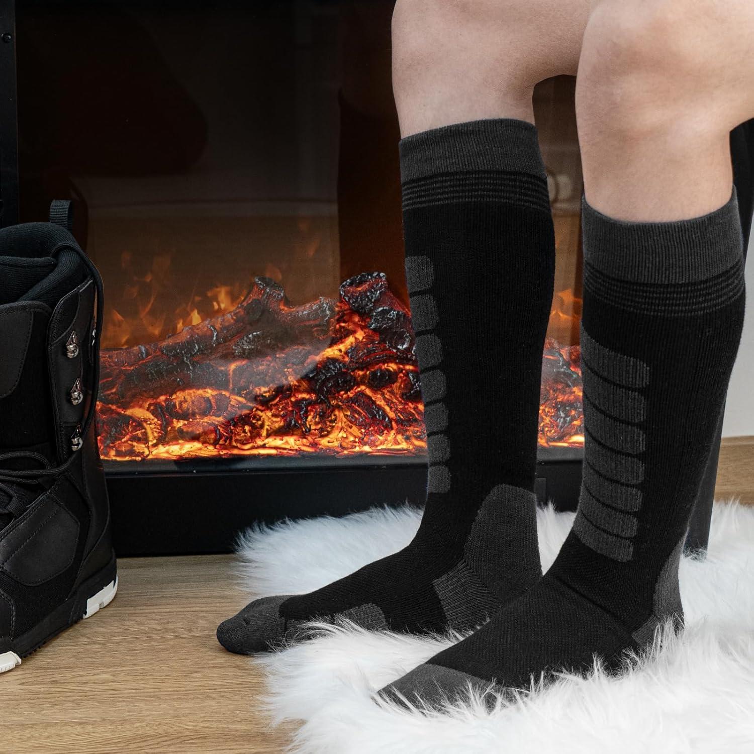 Calcetines Térmicos de Lana Merino KEECOW para Esquí - Hasta la Rodilla