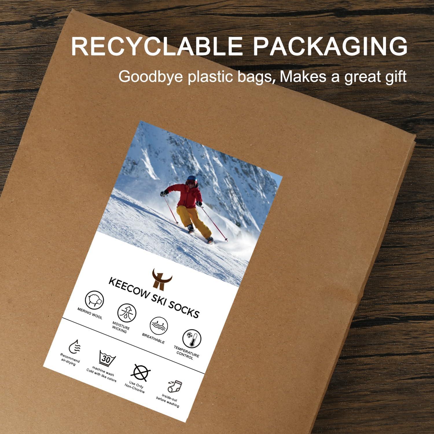 Calcetines Térmicos de Lana Merino KEECOW para Esquí - Hasta la Rodilla