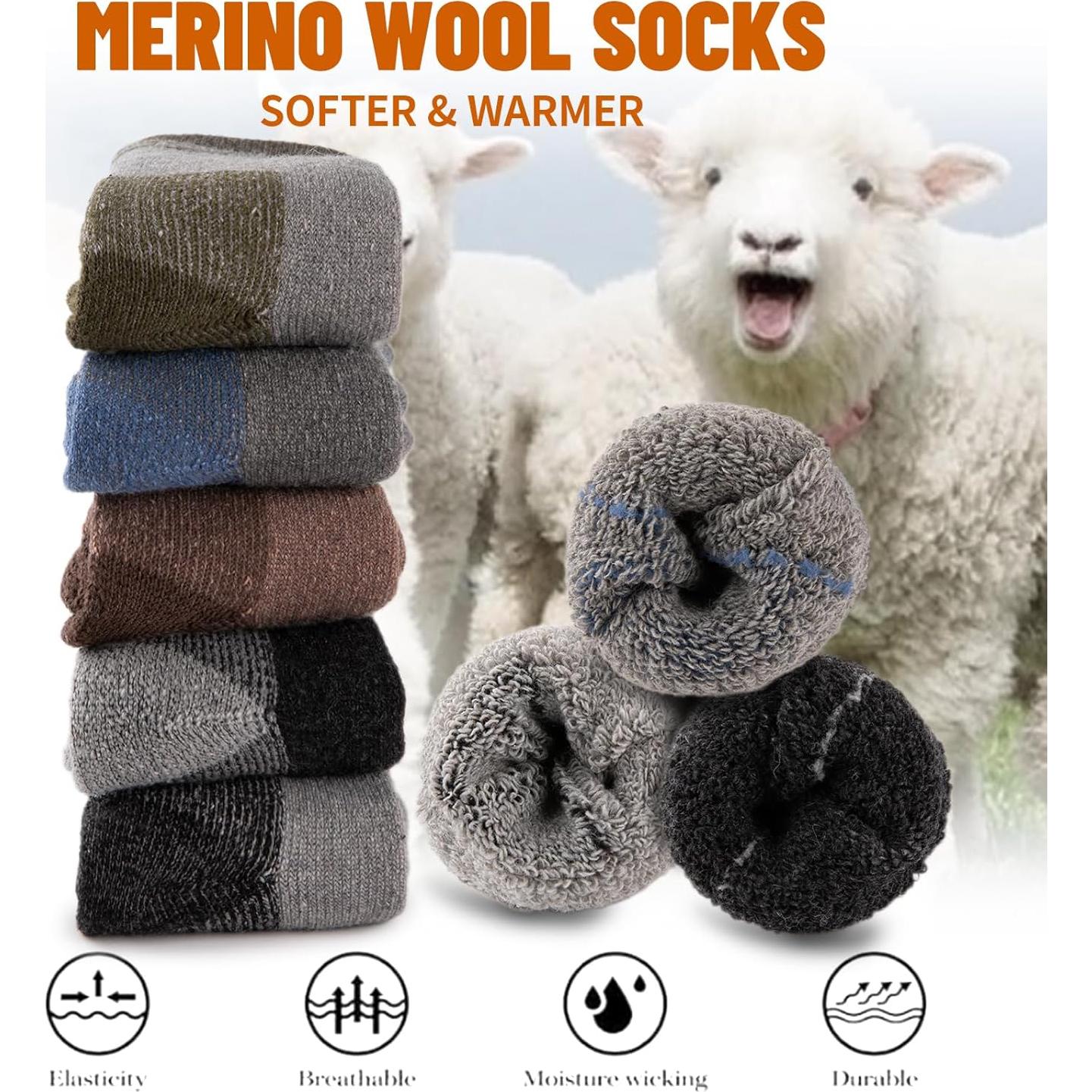 Calcetines Térmicos de Merino COOVAN - 5 Pares para Hombre