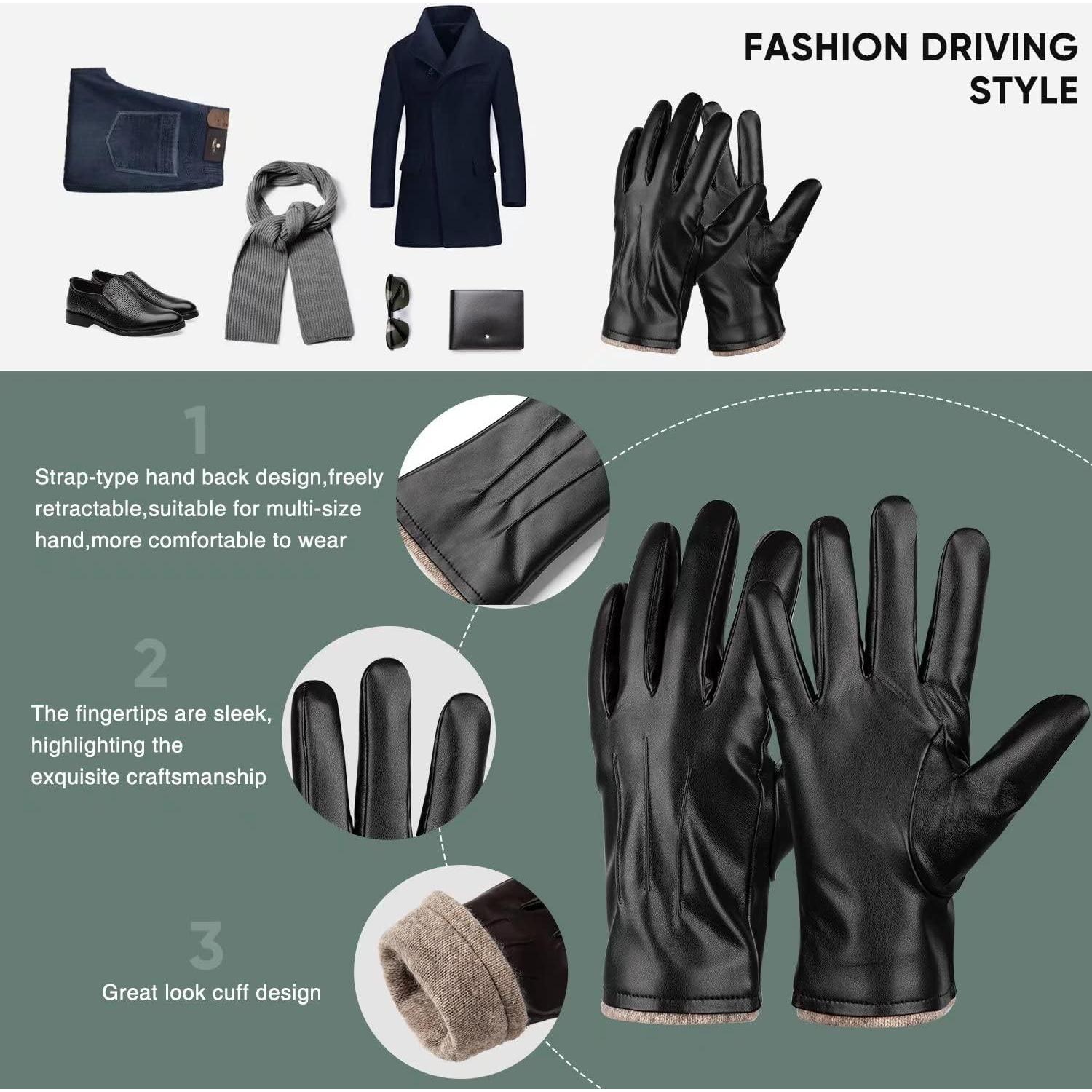 Guantes de Cuero PU Térmicos Alepo para Hombre XL Negro