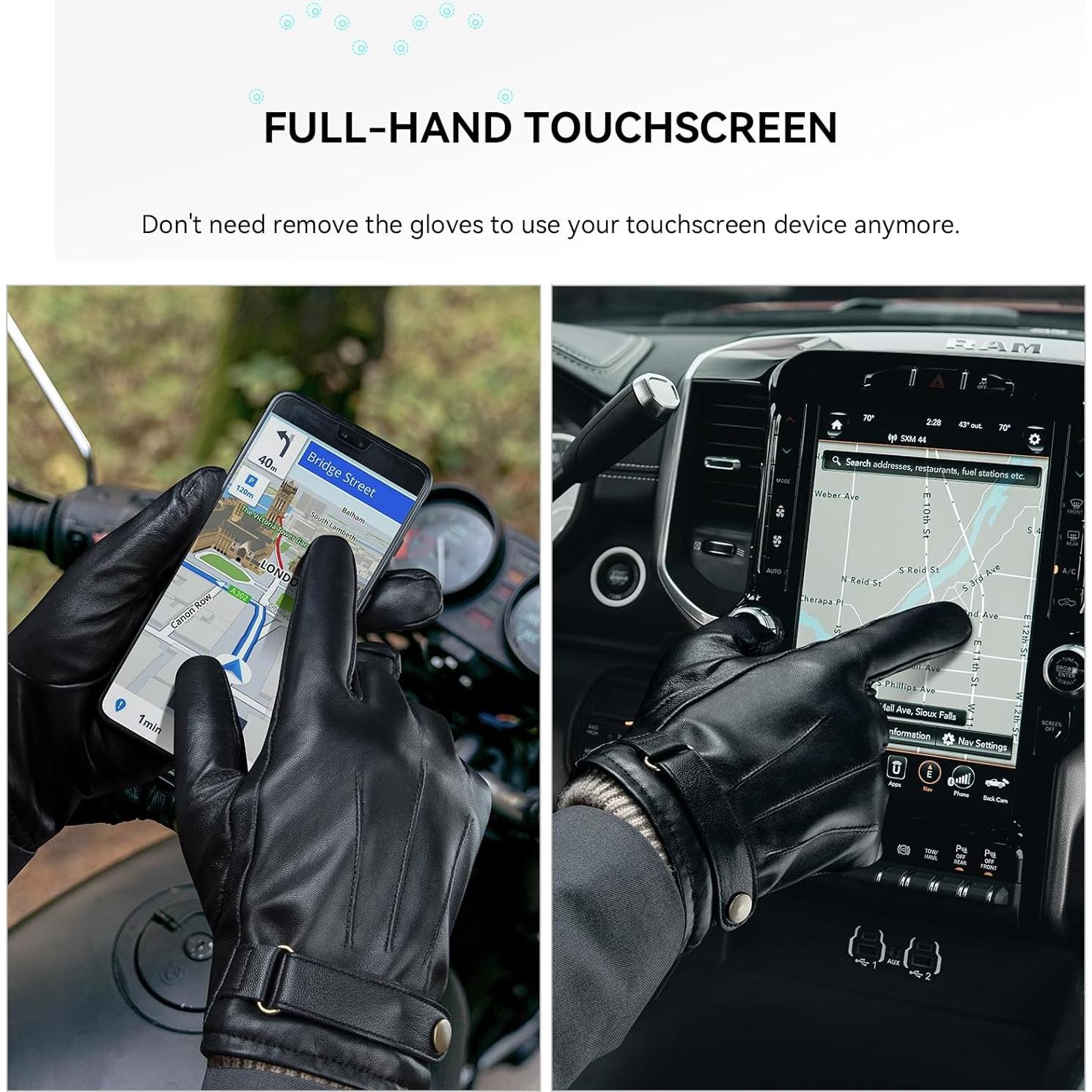 Guantes de Invierno OZERO de Cuero Nappa para Hombre - Táctiles