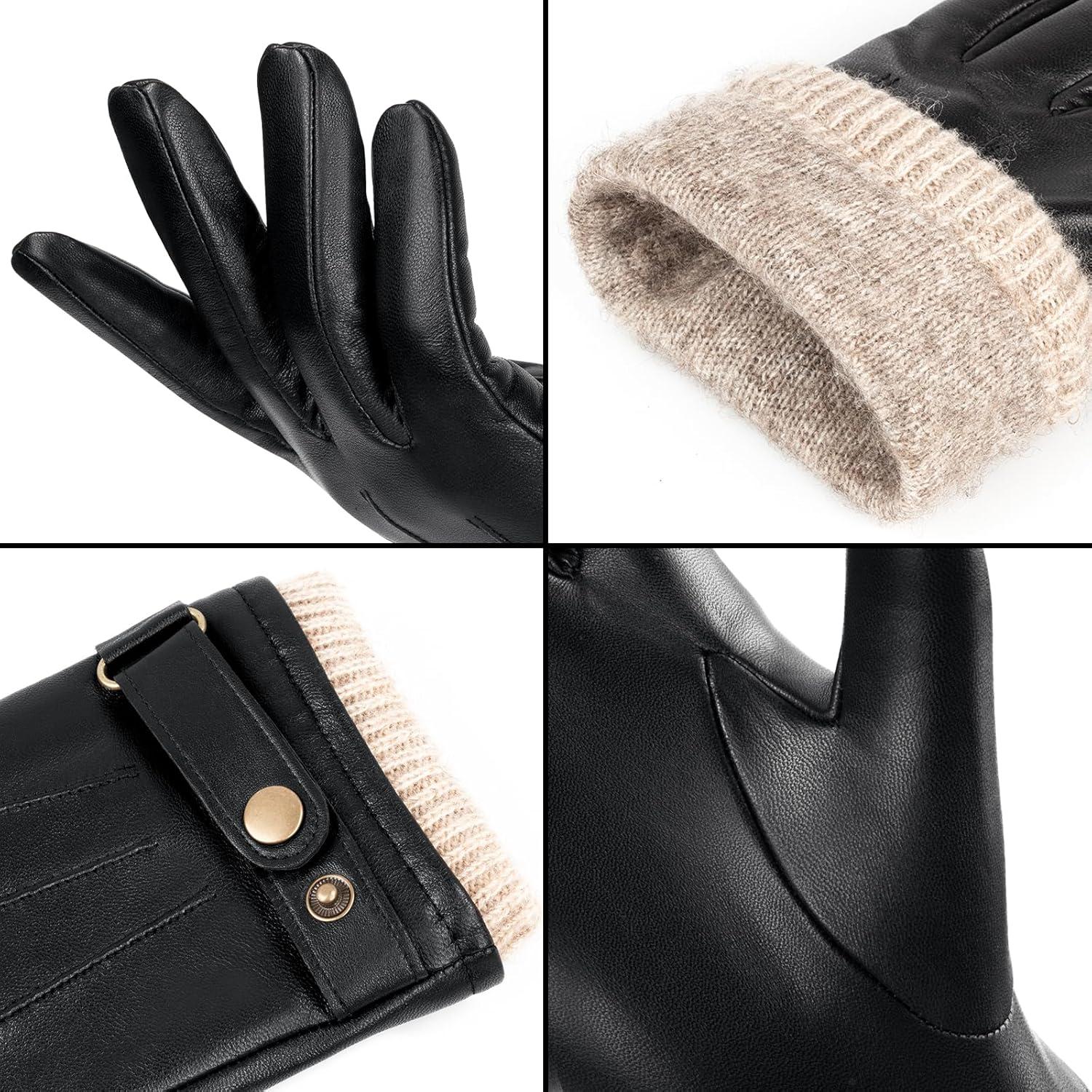 Guantes de Invierno OZERO de Cuero Nappa para Hombre - Táctiles