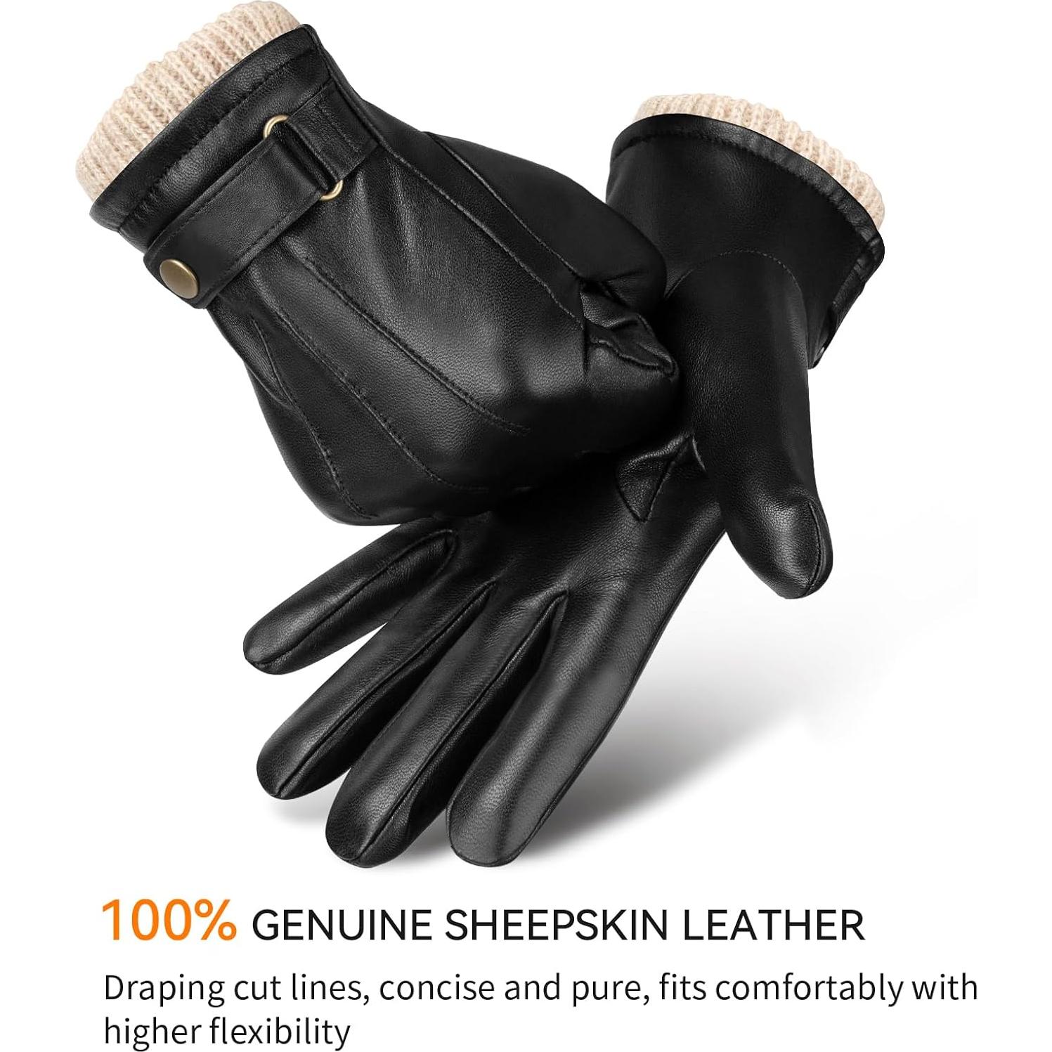 Guantes de Invierno OZERO de Cuero Nappa para Hombre - Táctiles