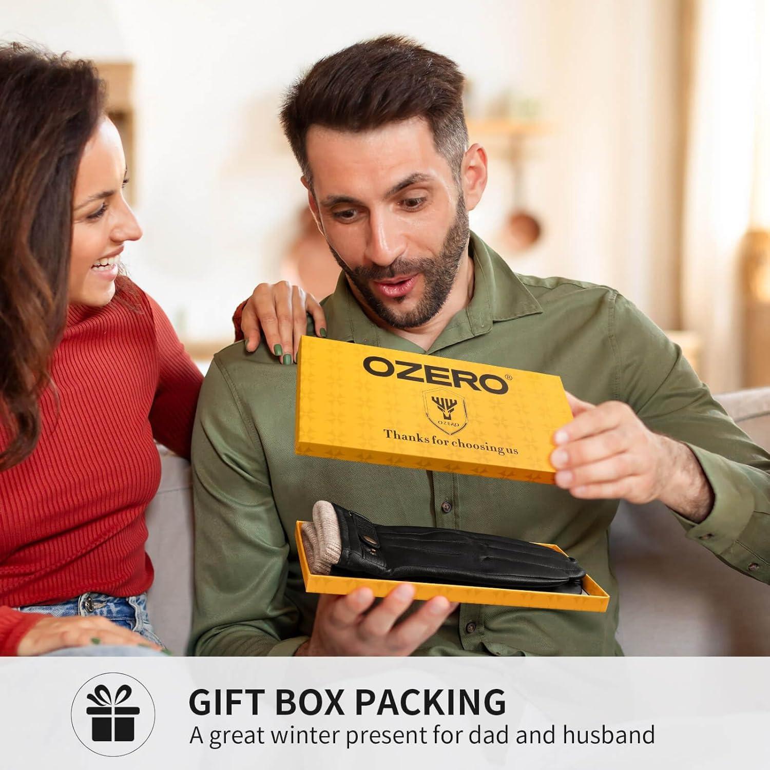 Guantes de Invierno OZERO de Cuero Nappa para Hombre - Táctiles