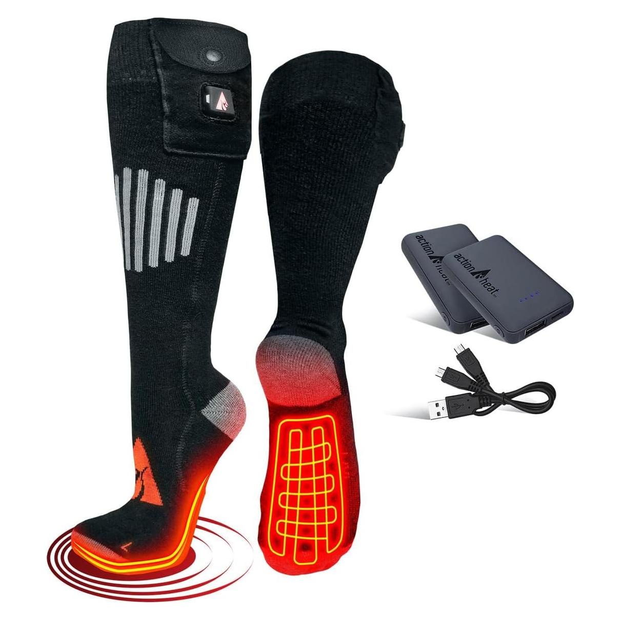 Calcetines Calentados por Batería ActionHeat 5V de Lana