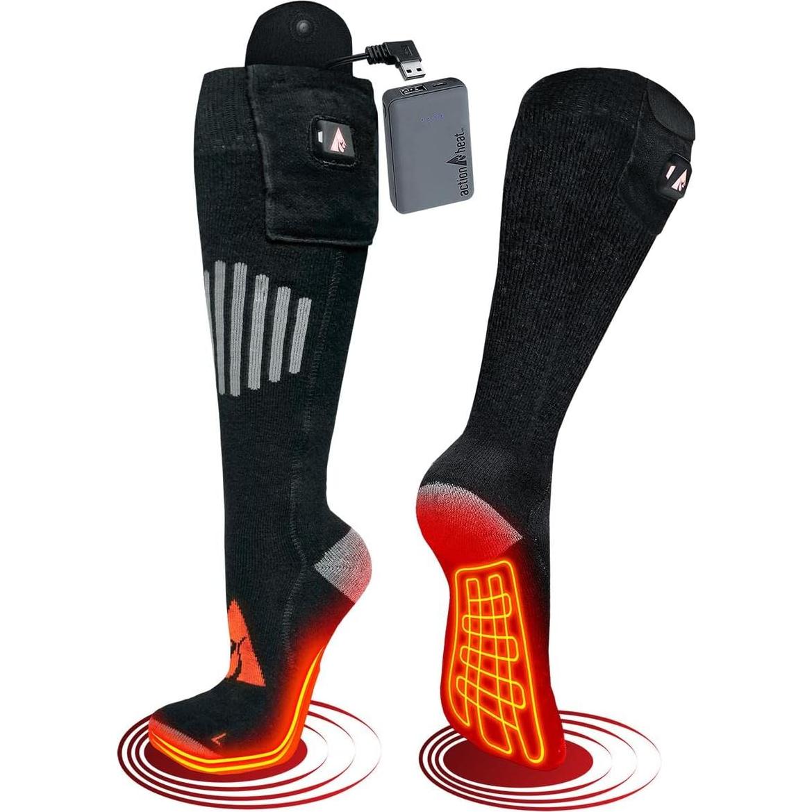 Calcetines Calentados por Batería ActionHeat 5V de Lana