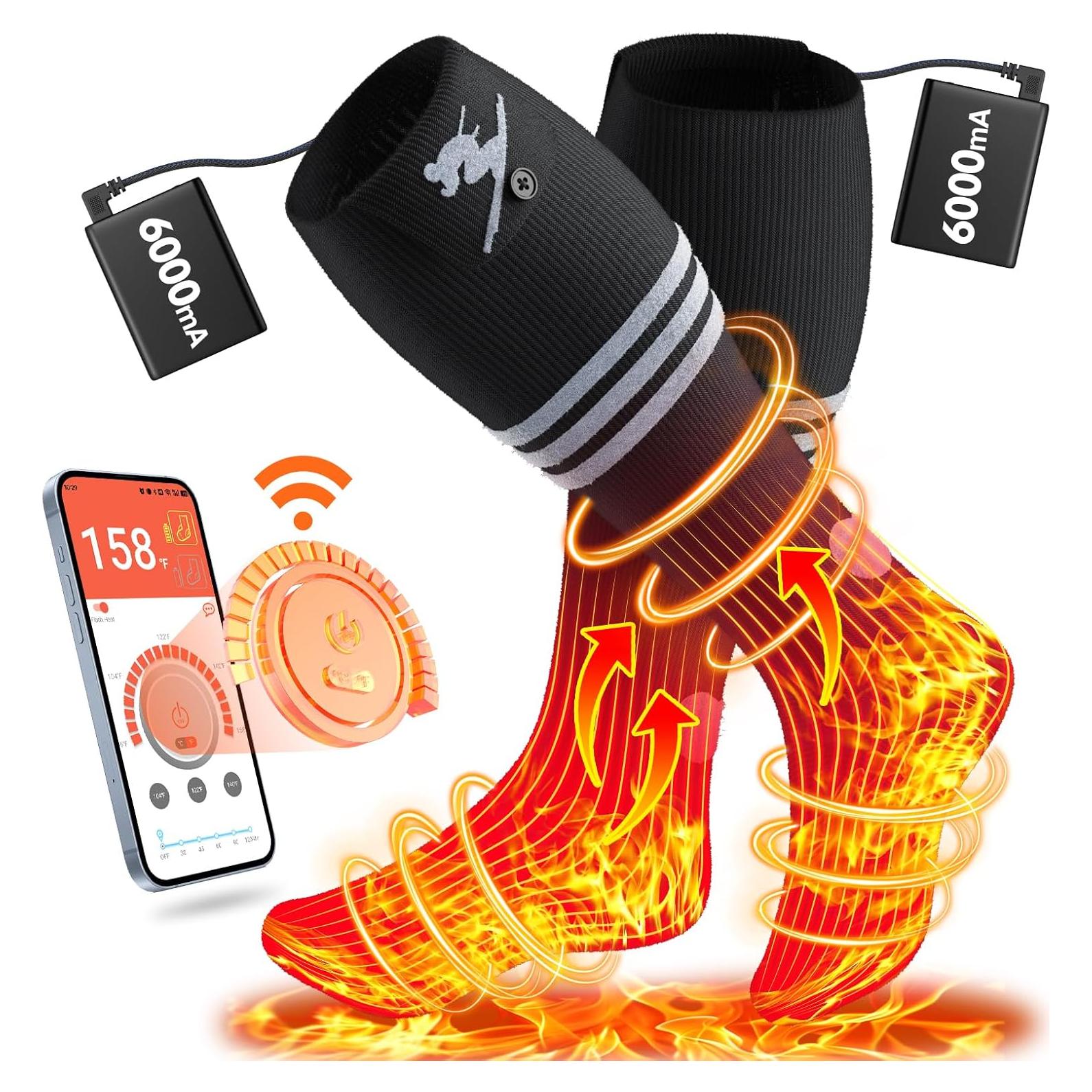 Calcetines Calentados JYew 6000mAh Recargables Unisex L