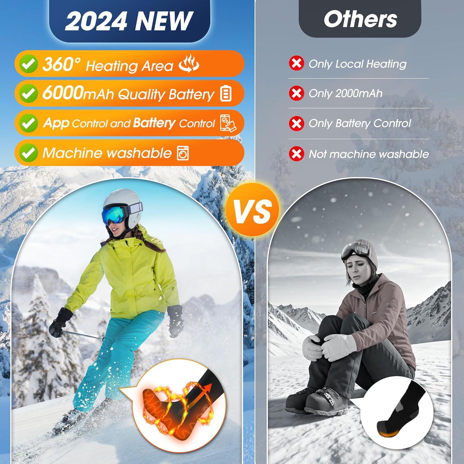 Calcetines Calentados JYew 6000mAh Recargables Unisex L