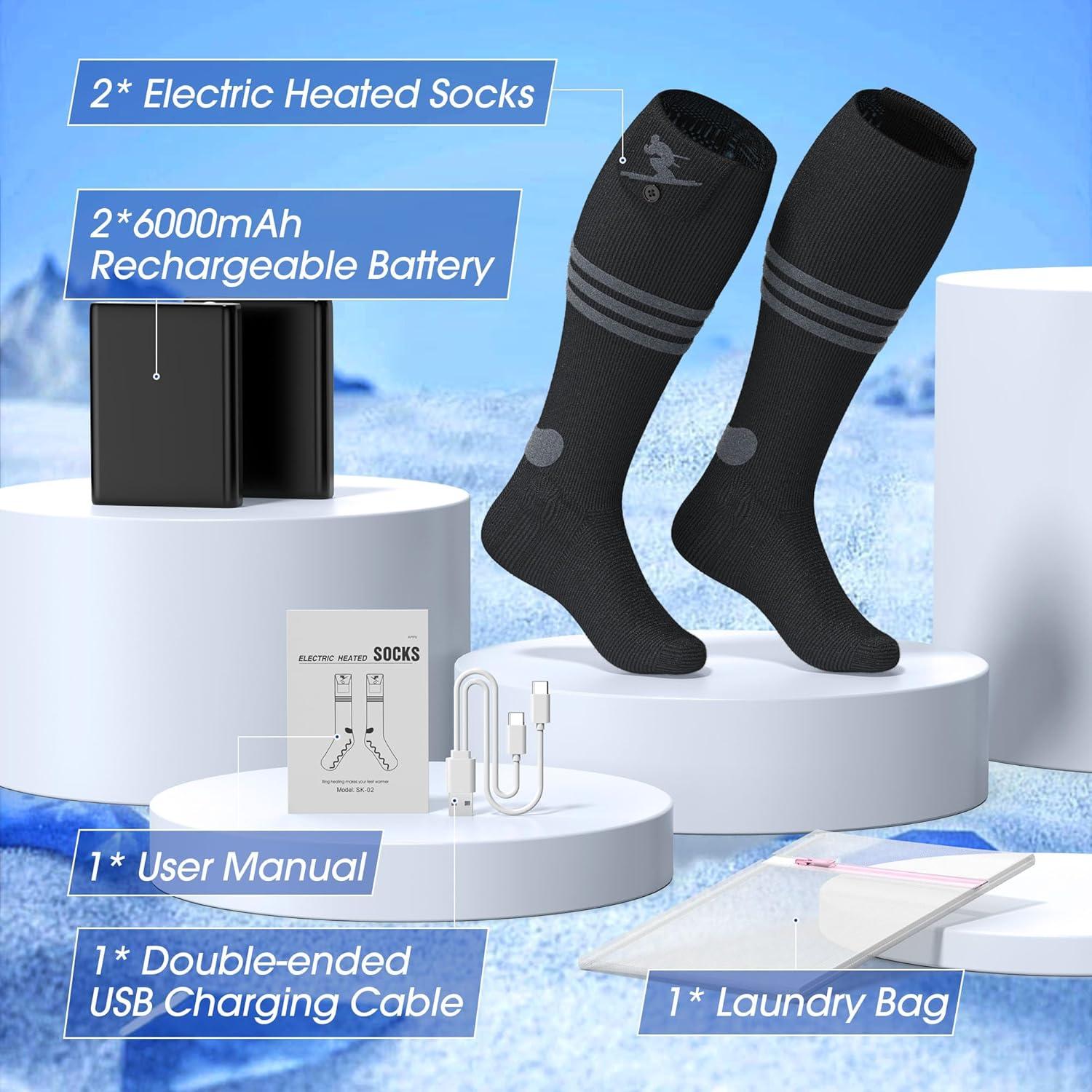 Calcetines Calentados JYew 6000mAh Recargables Unisex L