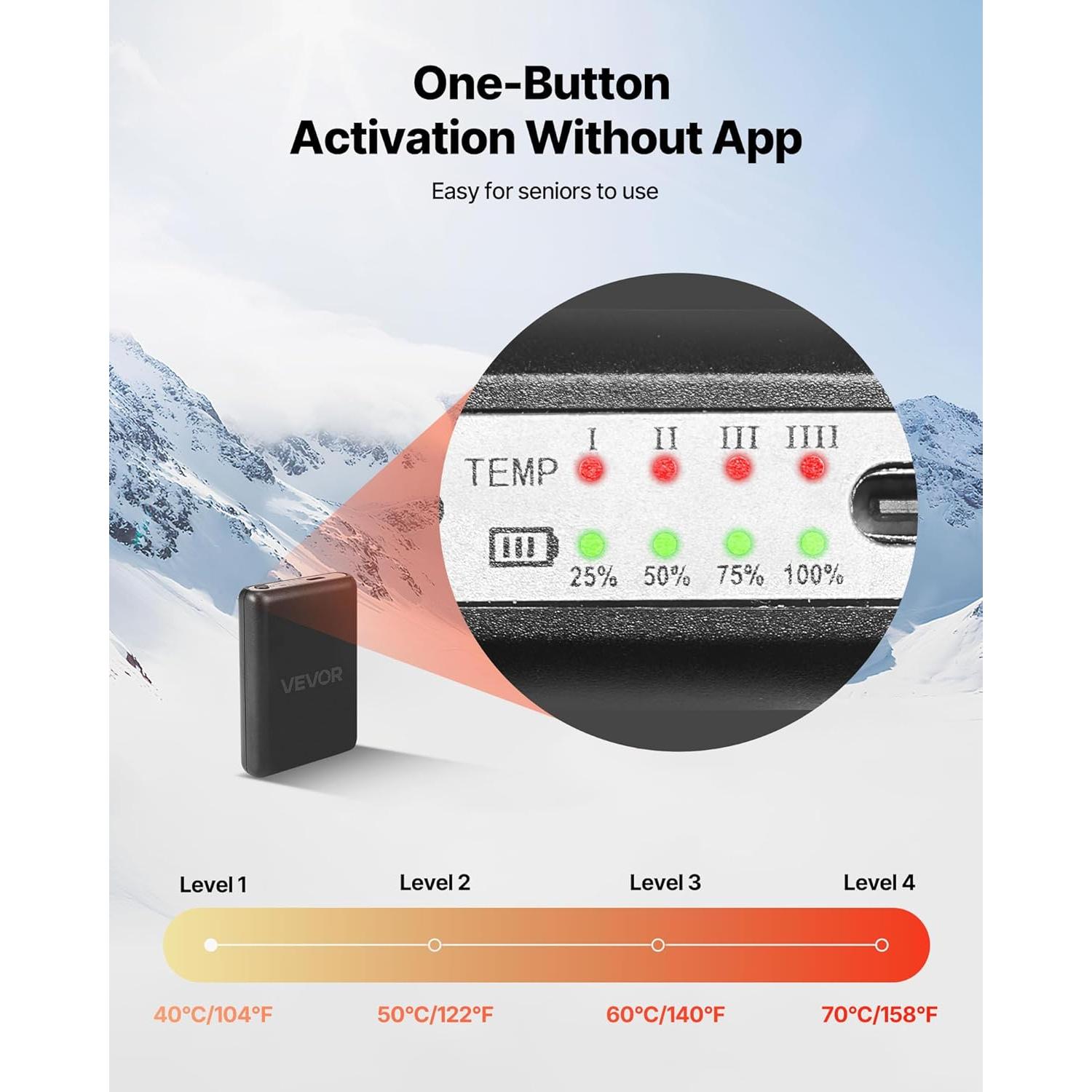 Calcetines Calentados VEVOR, Recargables, 4 Niveles de Calor
