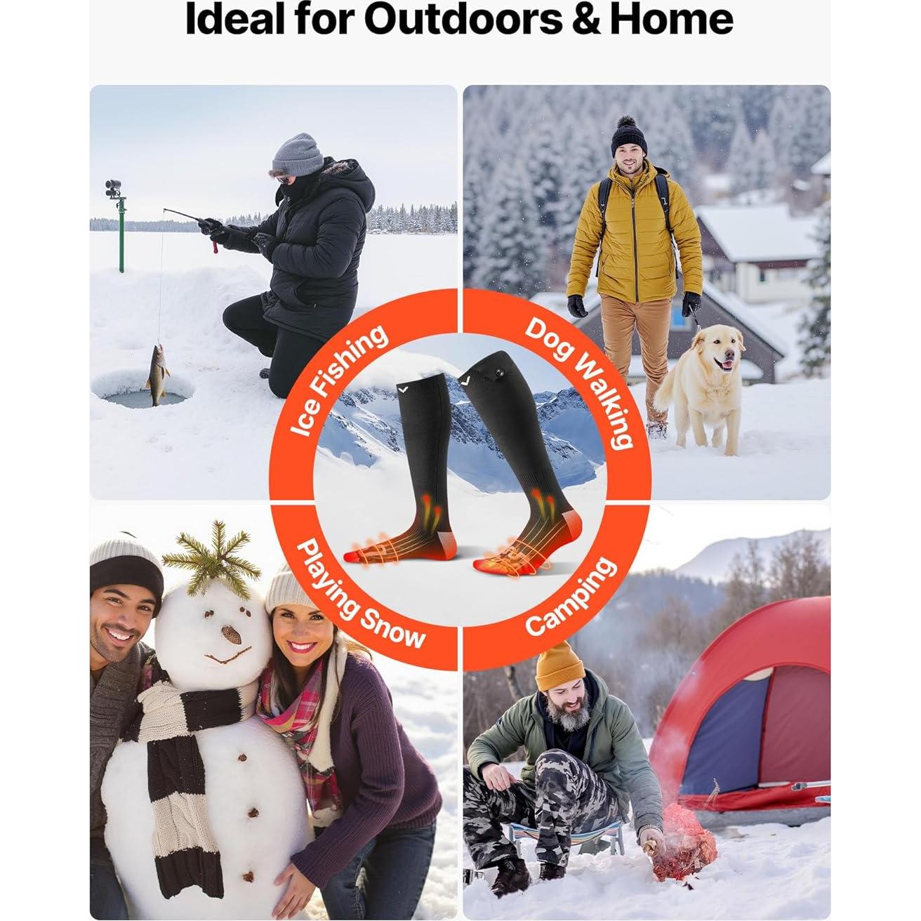 Calcetines Calentados VEVOR, Recargables, 4 Niveles de Calor