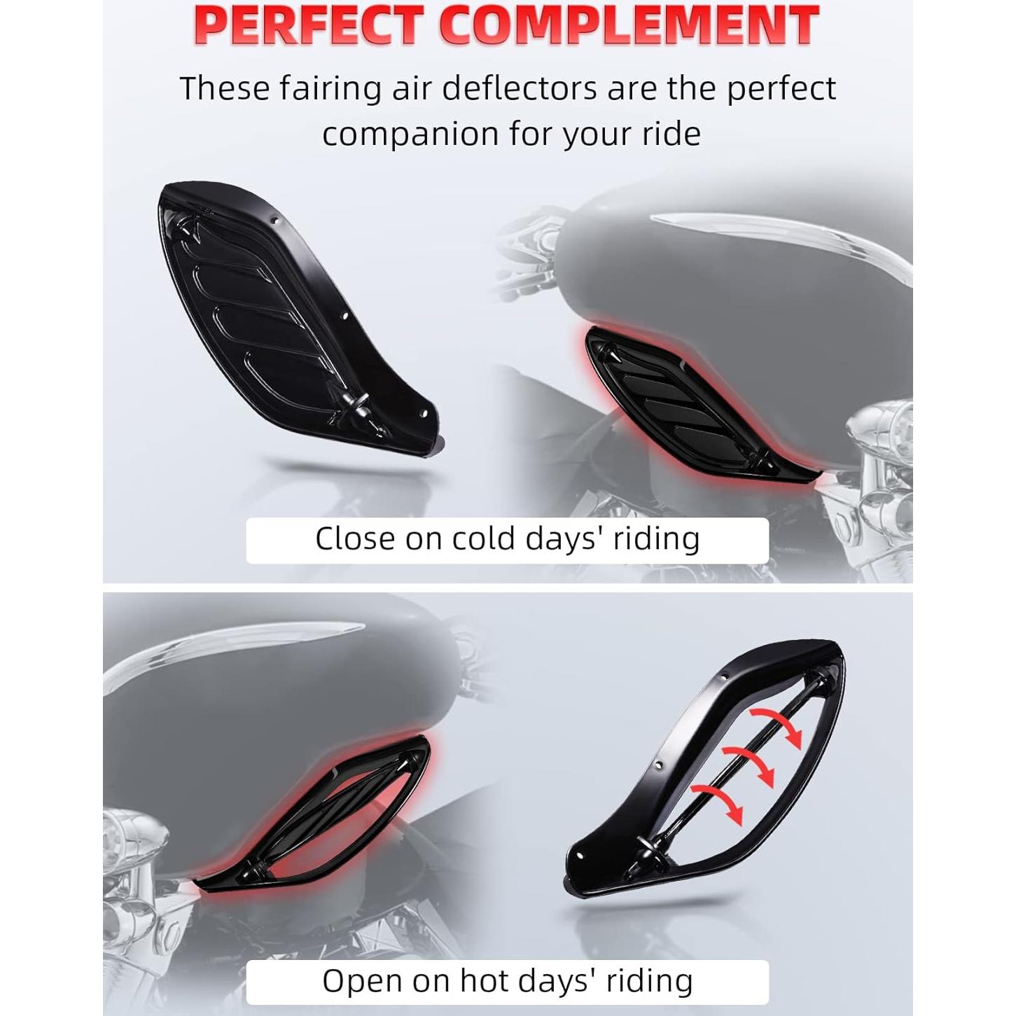 Kit Deflectores de Aire Ajustables Amazicha Negro para Harley 1996-2013