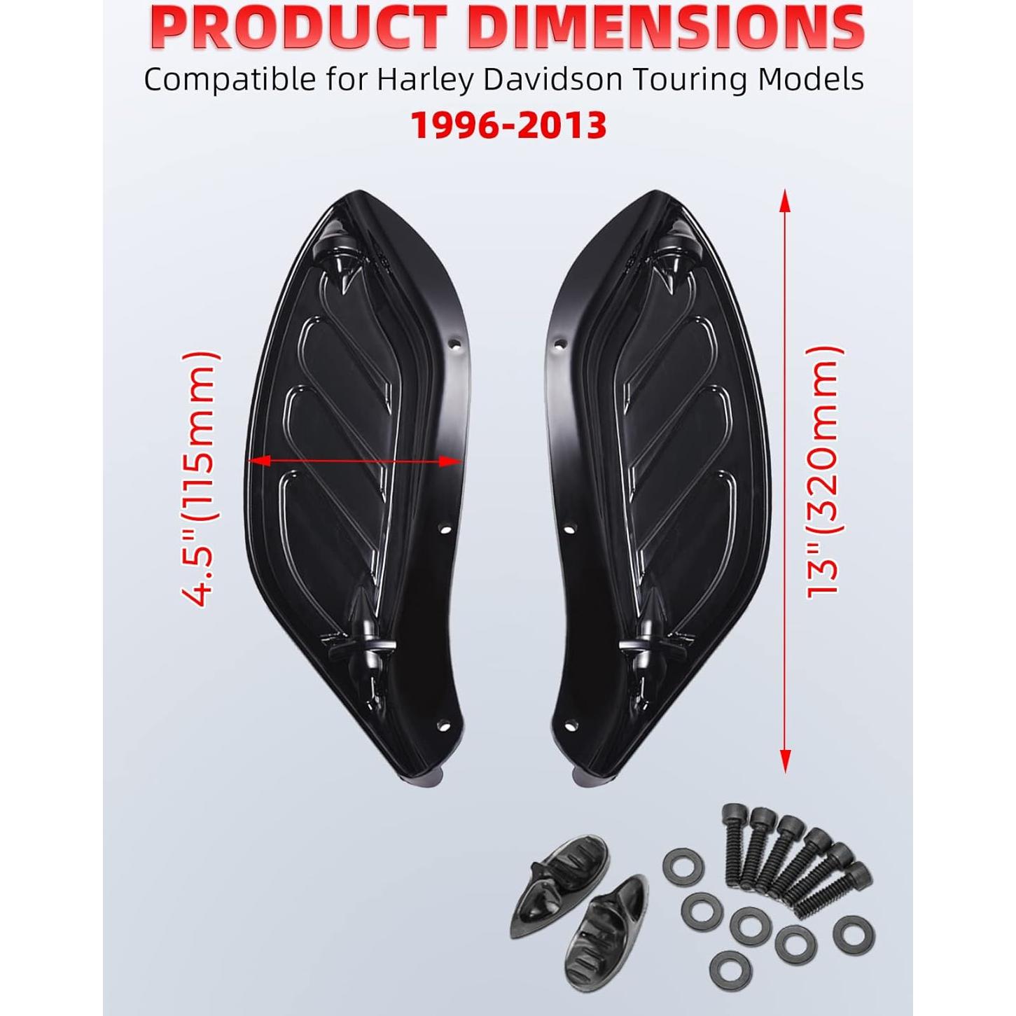 Kit Deflectores de Aire Ajustables Amazicha Negro para Harley 1996-2013