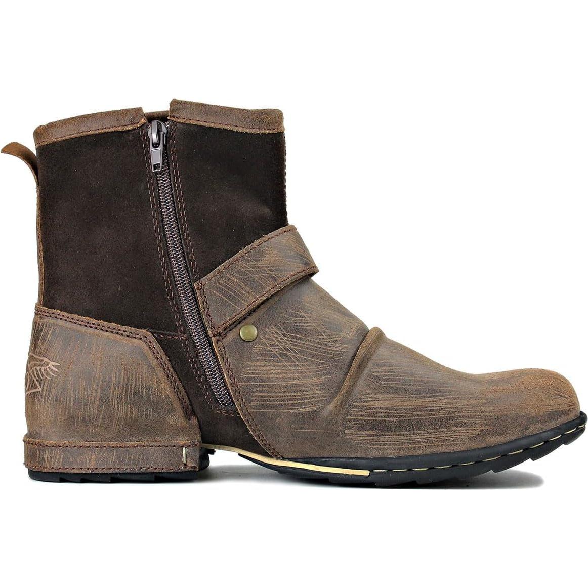 Botas de Moto OSSTONE Chukka de Cuero para Hombre 10.5 Marrón Claro