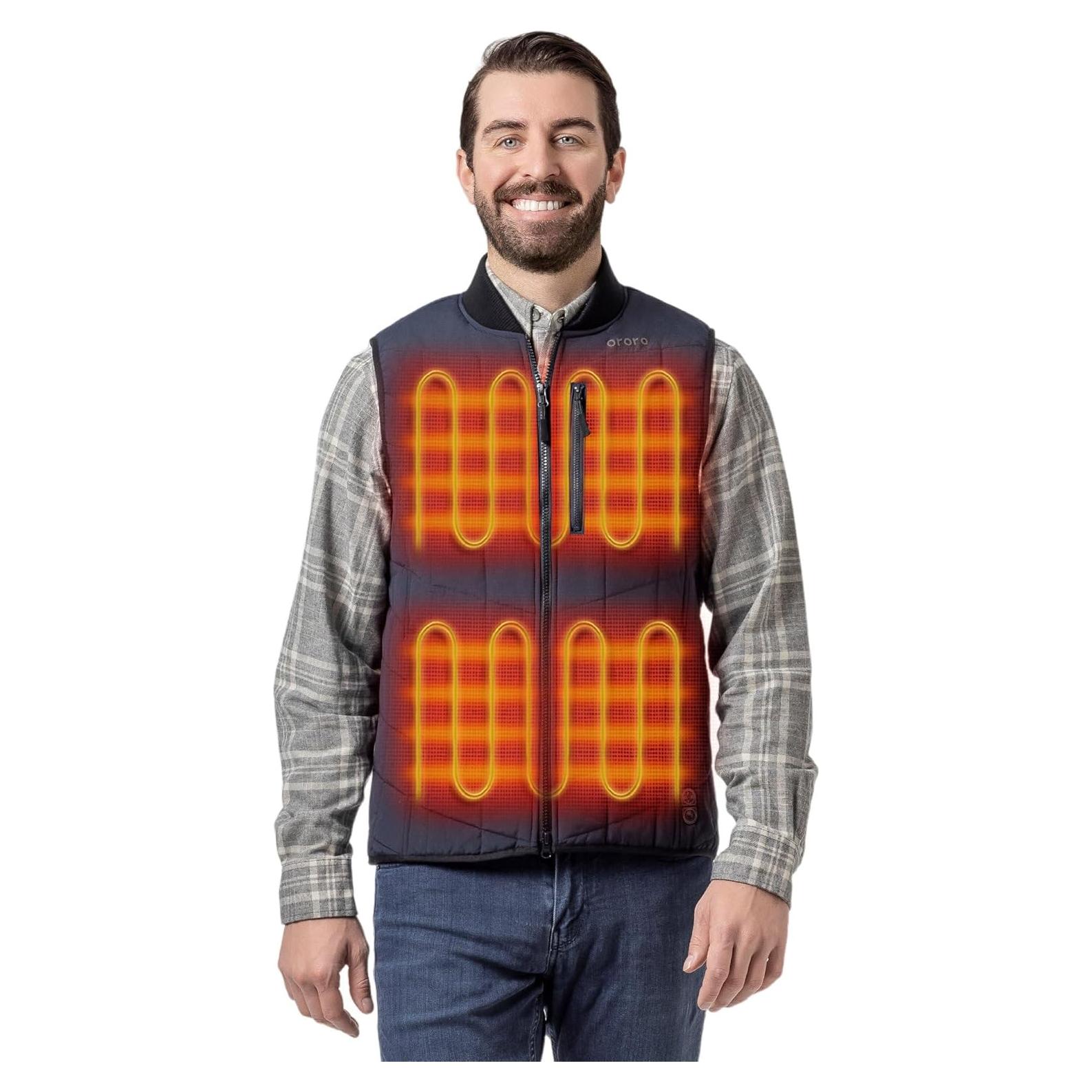 Chaleco Térmico ORORO Hombre Grande Azul con 5 Zonas de Calor
